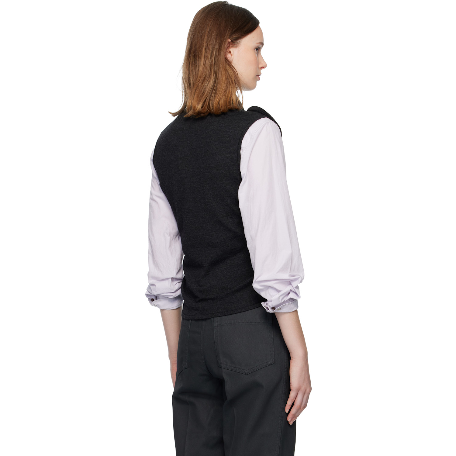  Lemaire Gray Asymmetrical Sleeveless Cardigan 