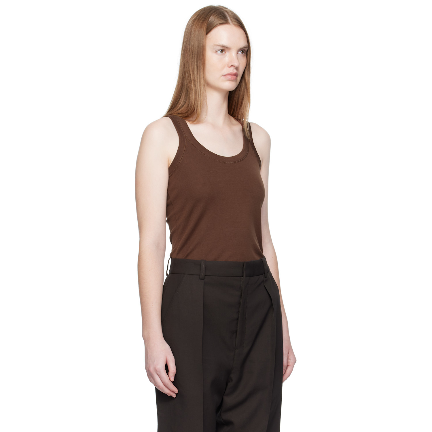  Lemaire Brown Rib Tank Top 