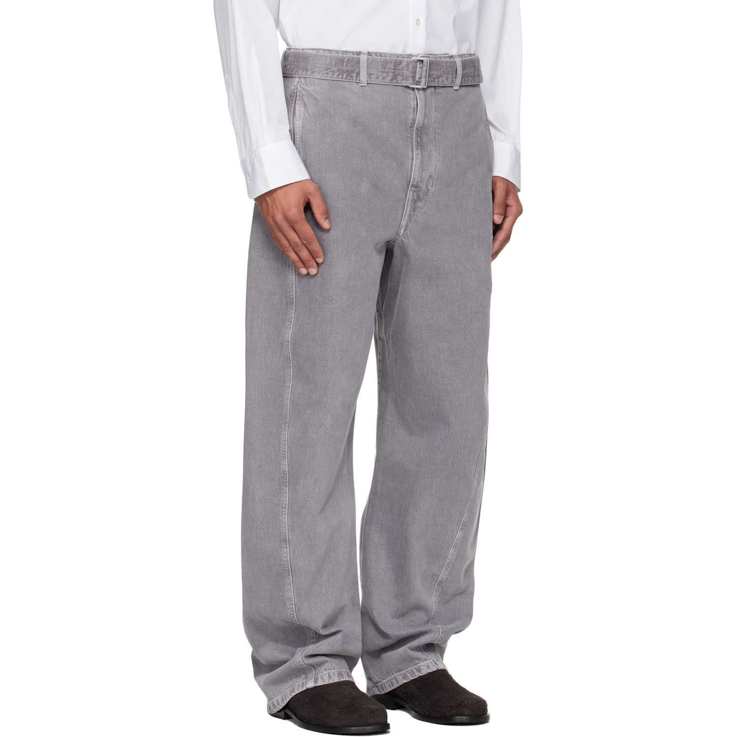 Lemaire Gray Twisted Belted Jeans 