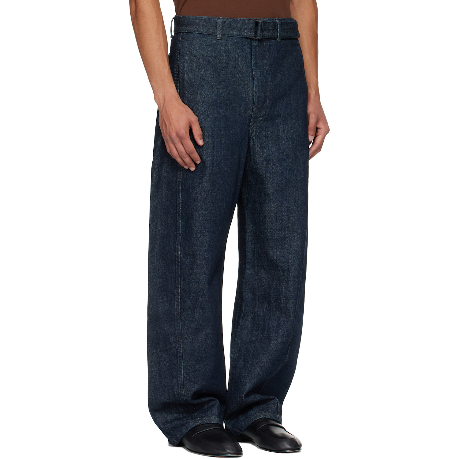  Lemaire Navy Twisted Belted Jeans 