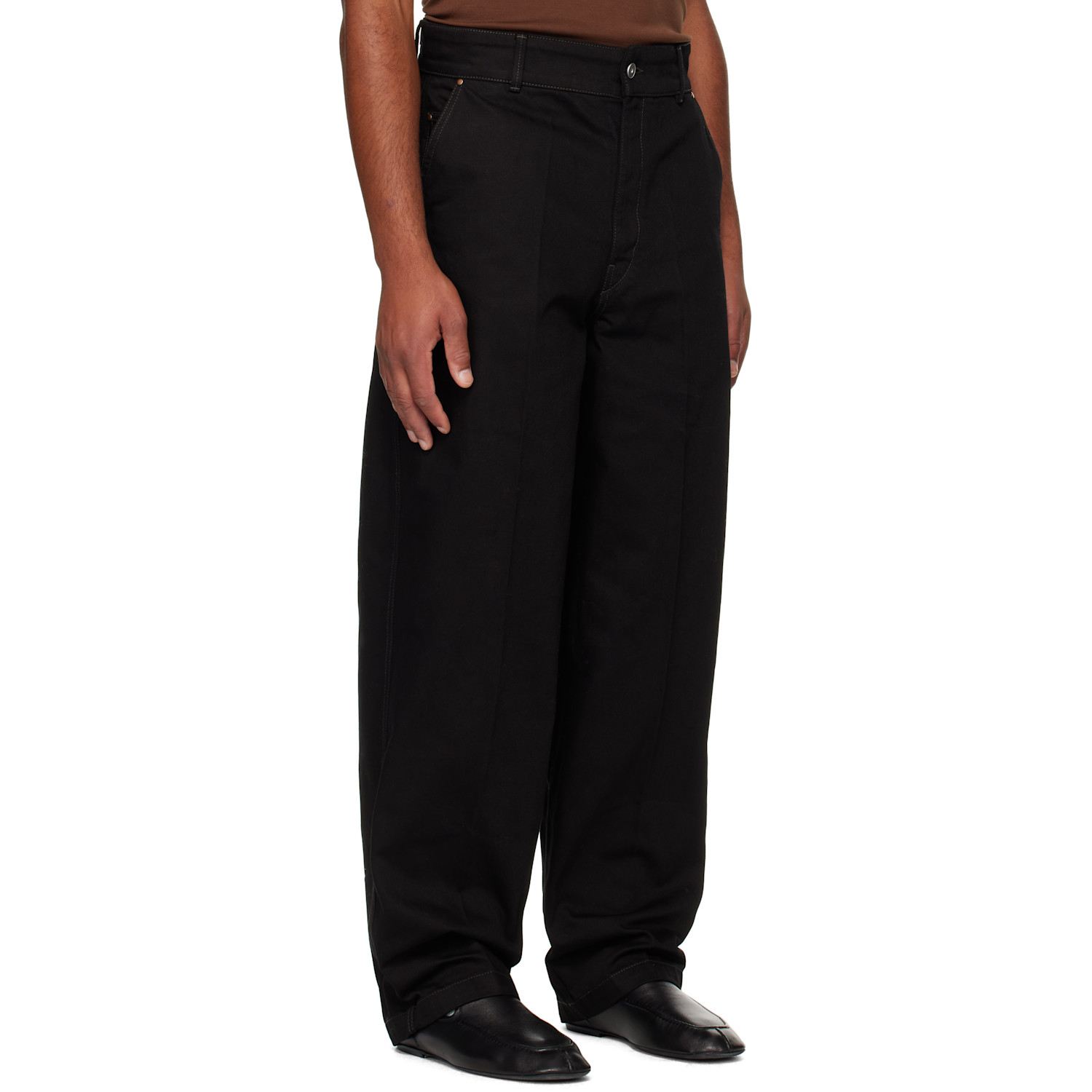  Lemaire Black Maxi Barrel Workwear Jeans 