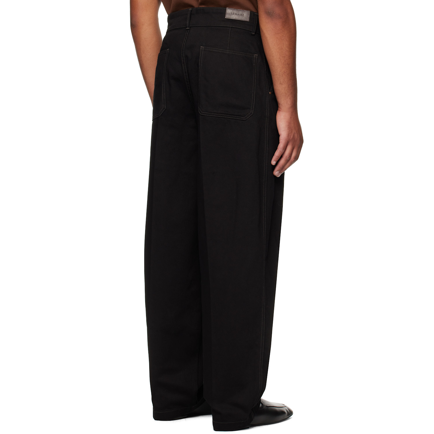  Lemaire Black Maxi Barrel Workwear Jeans 