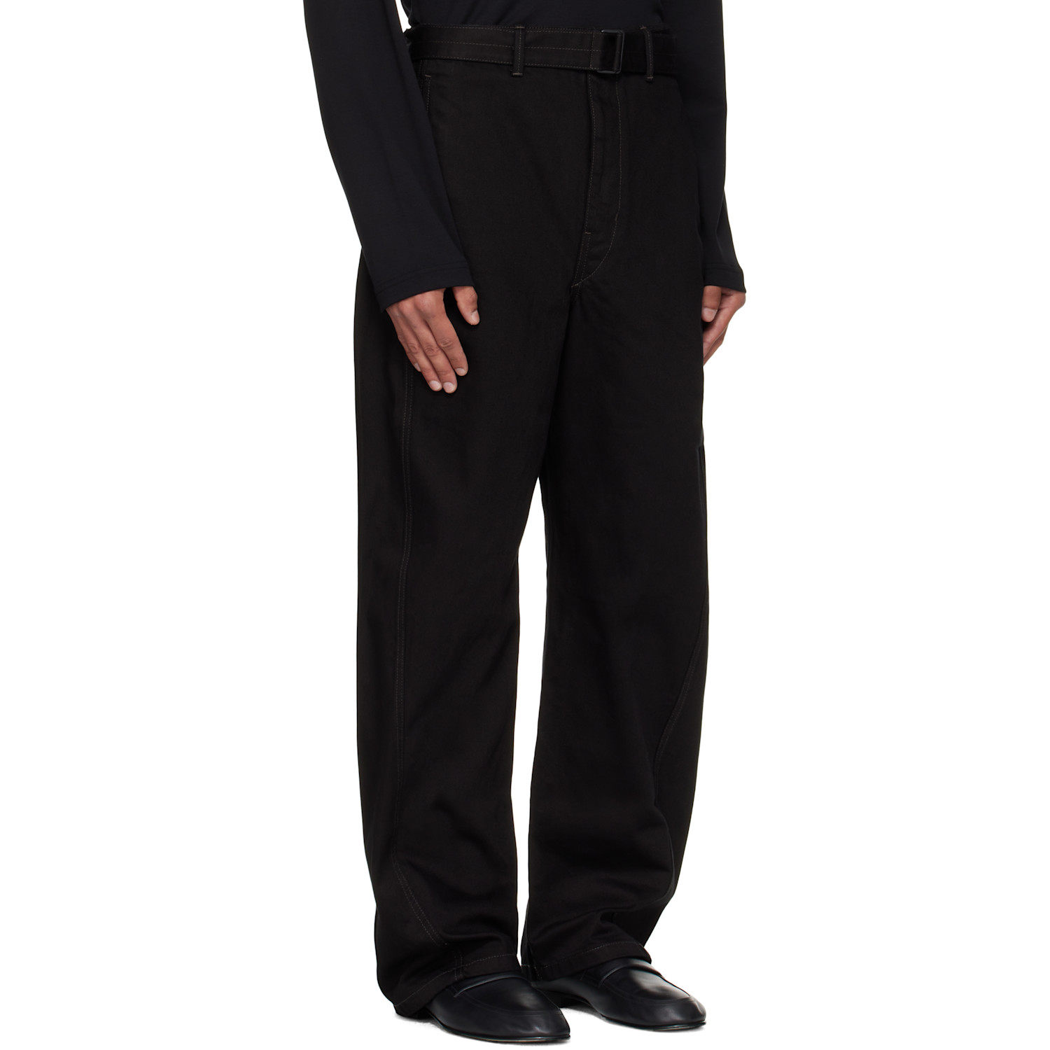  Lemaire Black Twisted Belted Jeans 