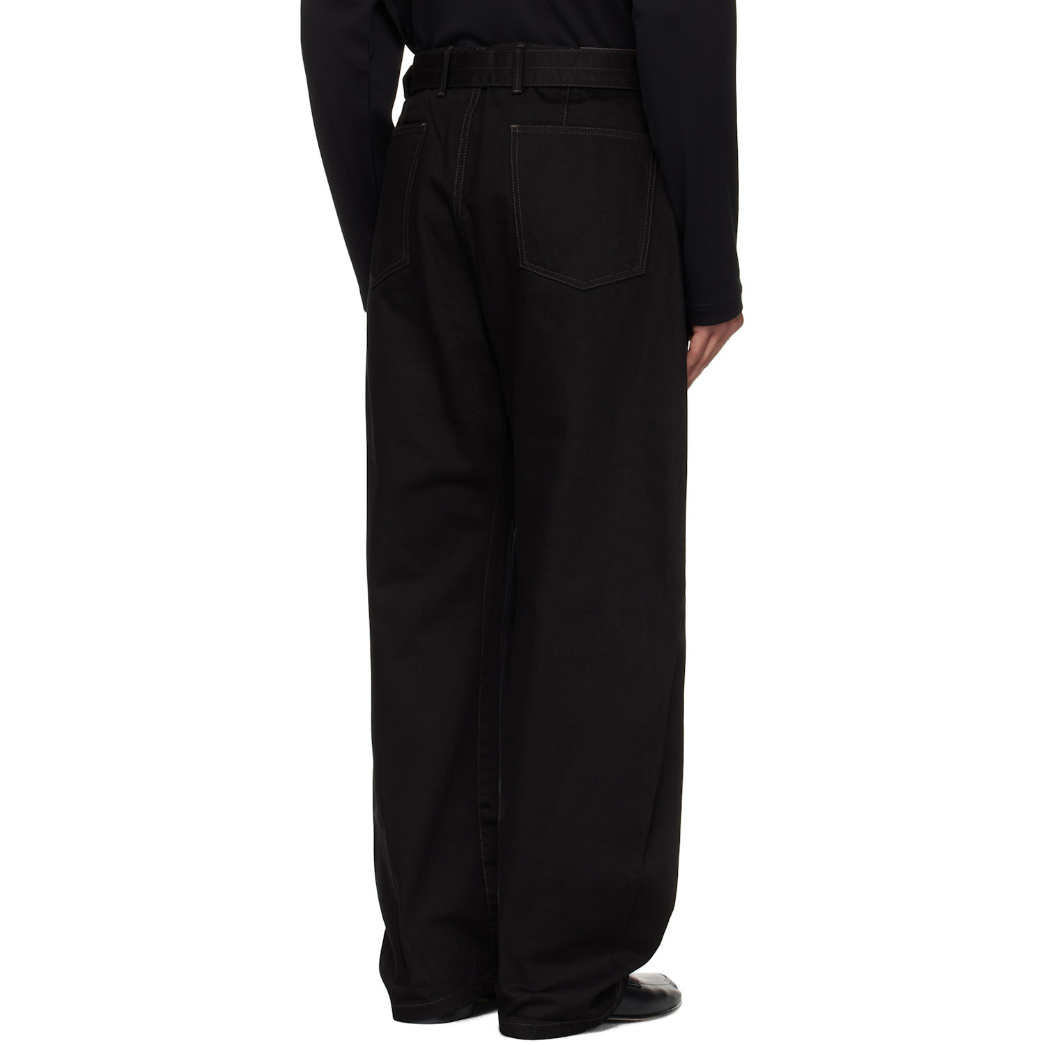  Lemaire Black Twisted Belted Jeans 