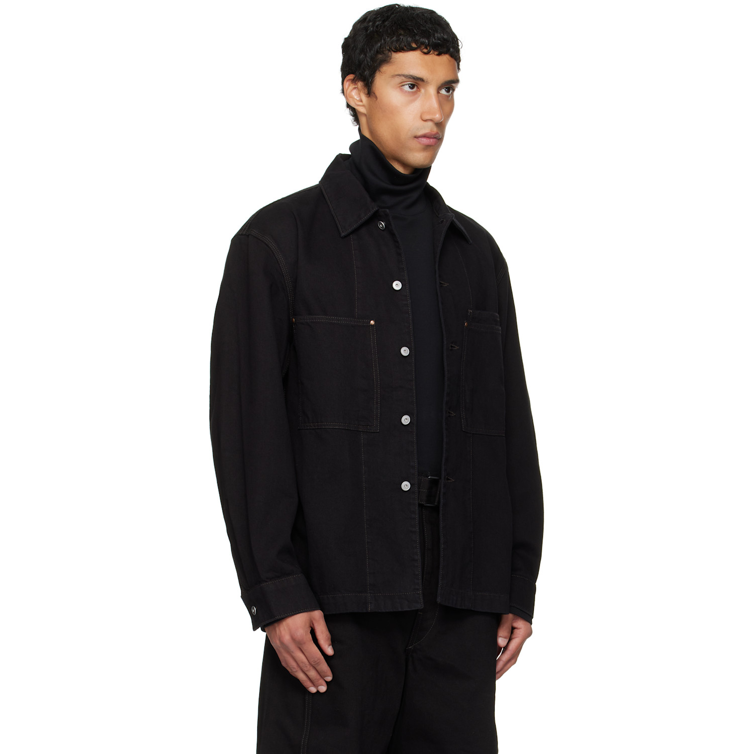  Lemaire Black Workwear Denim Overshirt 