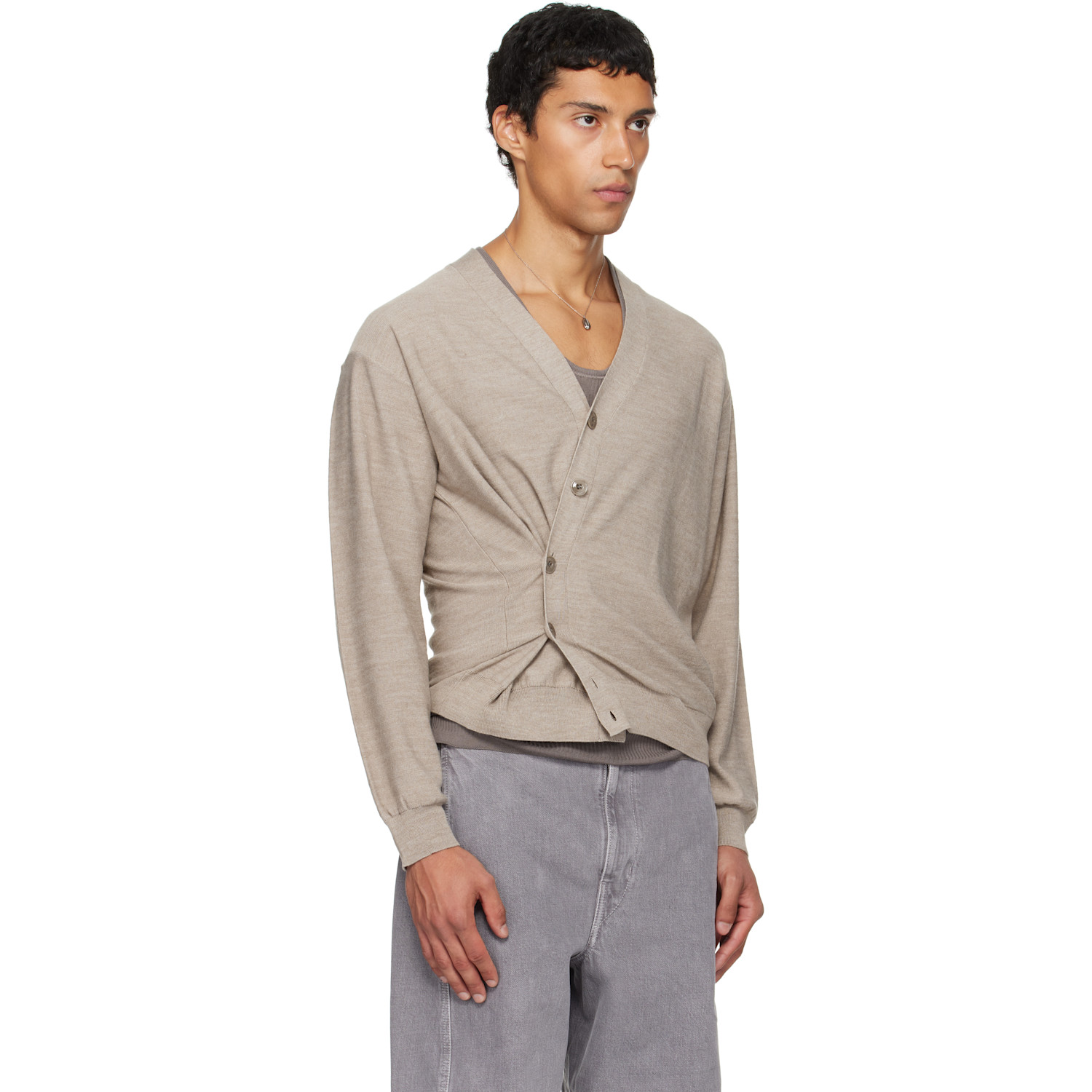  Lemaire Beige Relaxed Twisted Cardigan 
