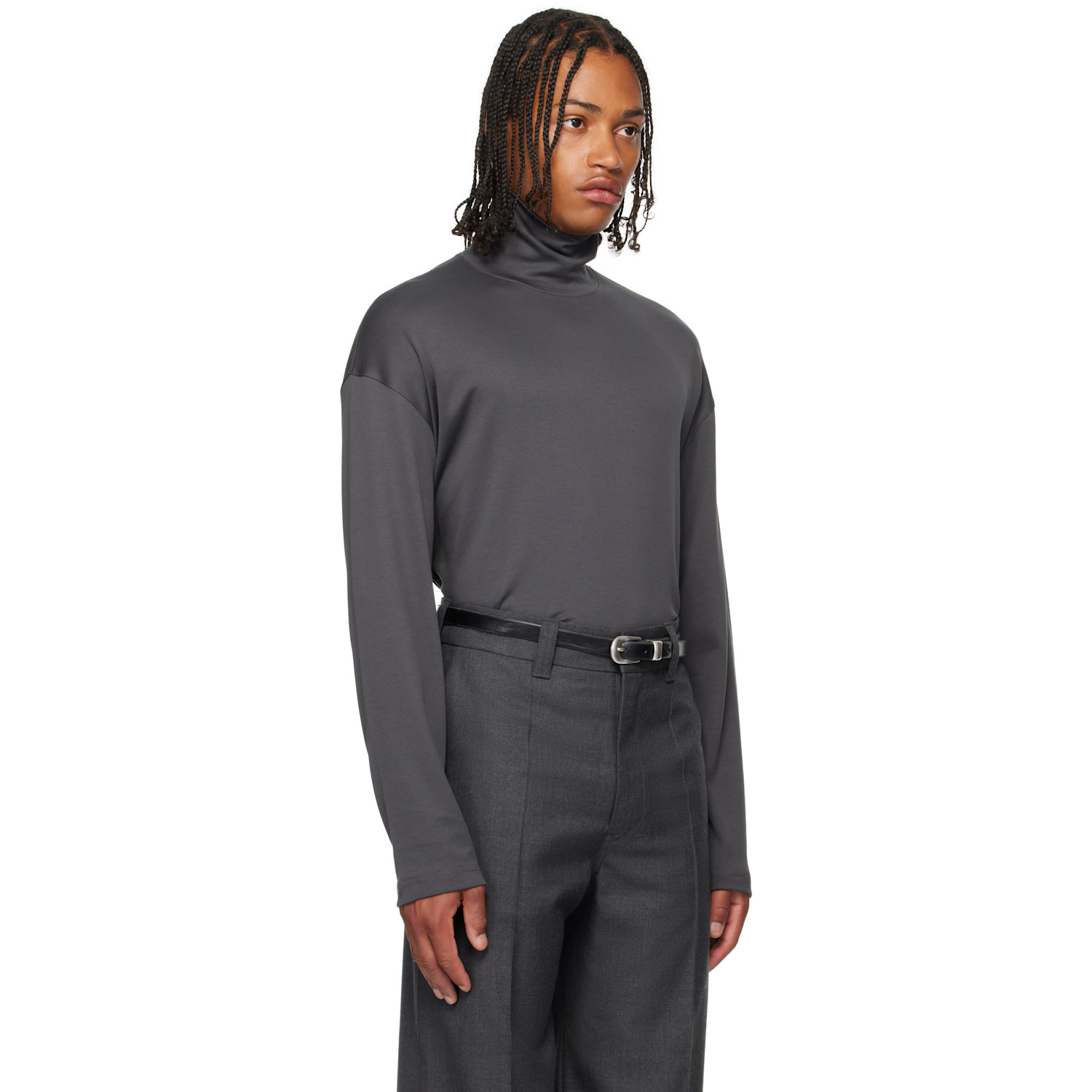  Lemaire Gray Relaxed Mock Neck T-shirt 