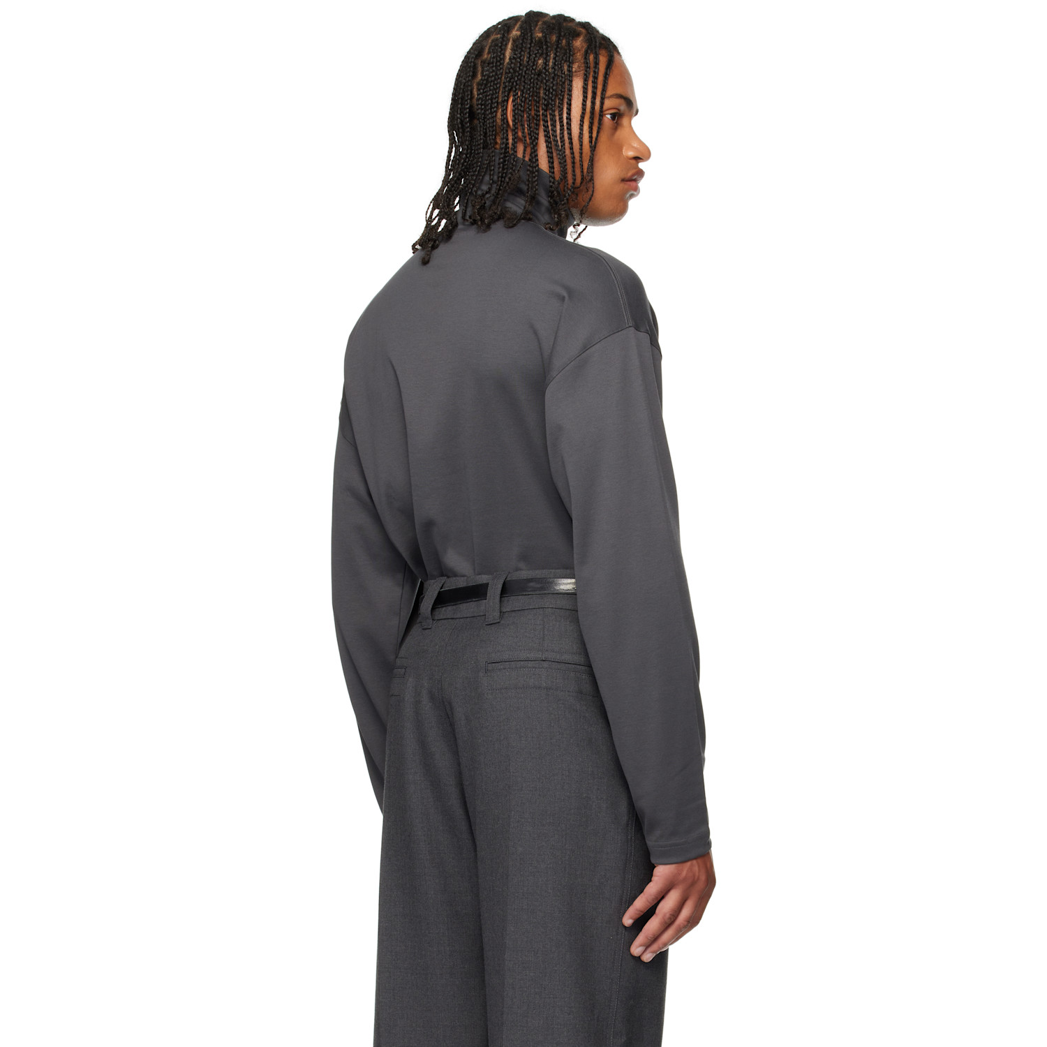  Lemaire Gray Relaxed Mock Neck T-shirt 