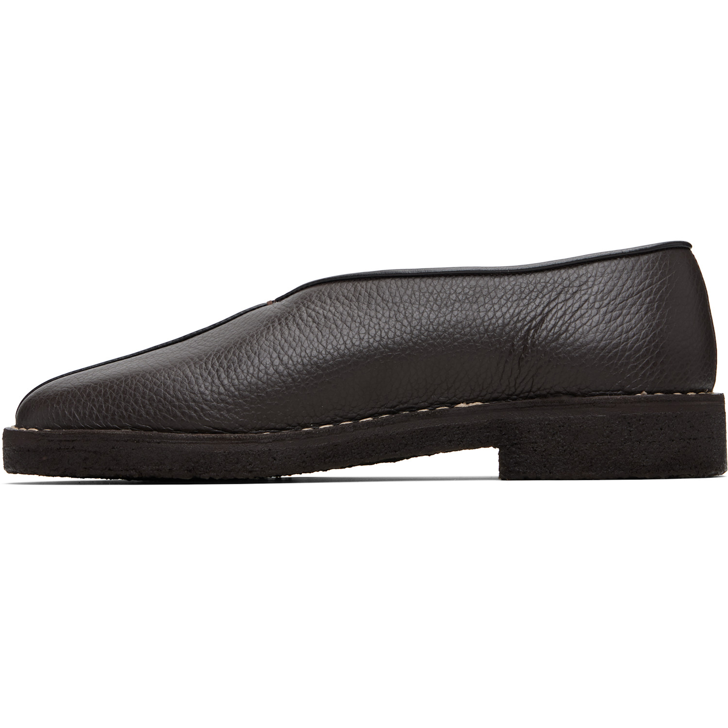  Lemaire Brown Piped Crepe Slipper Loafers 