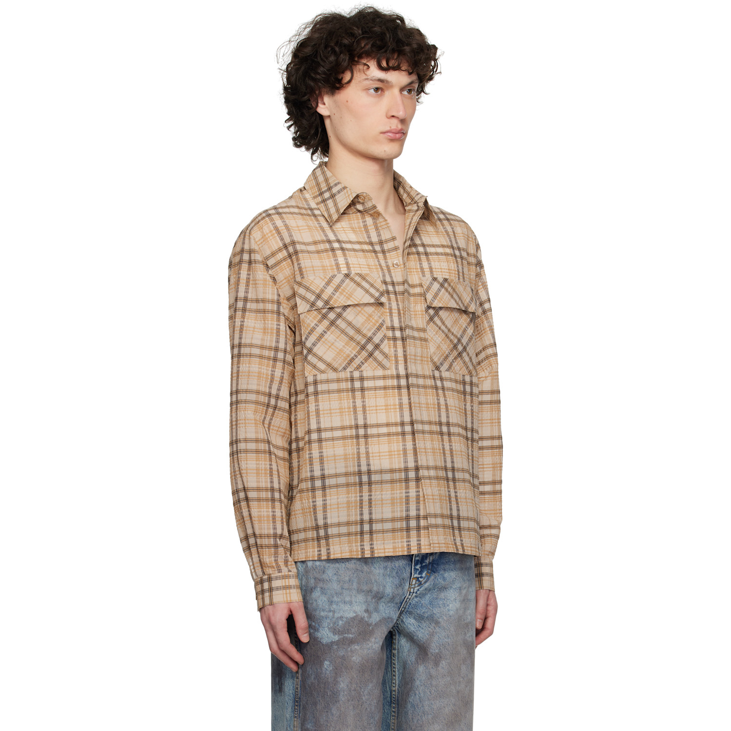  Represent Beige Sheer Flannel Shirt 
