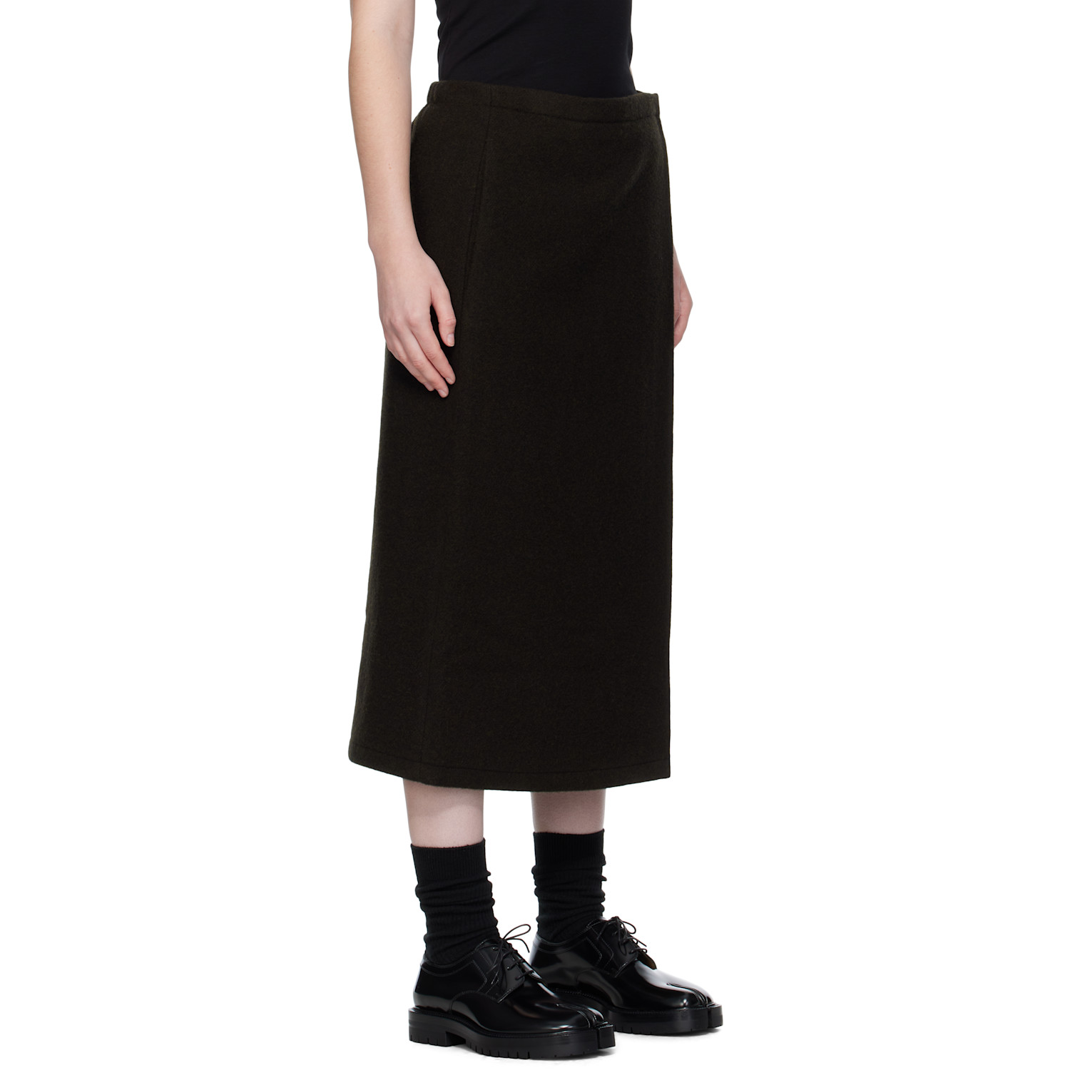  Rier Brown Wrap Midi Skirt 