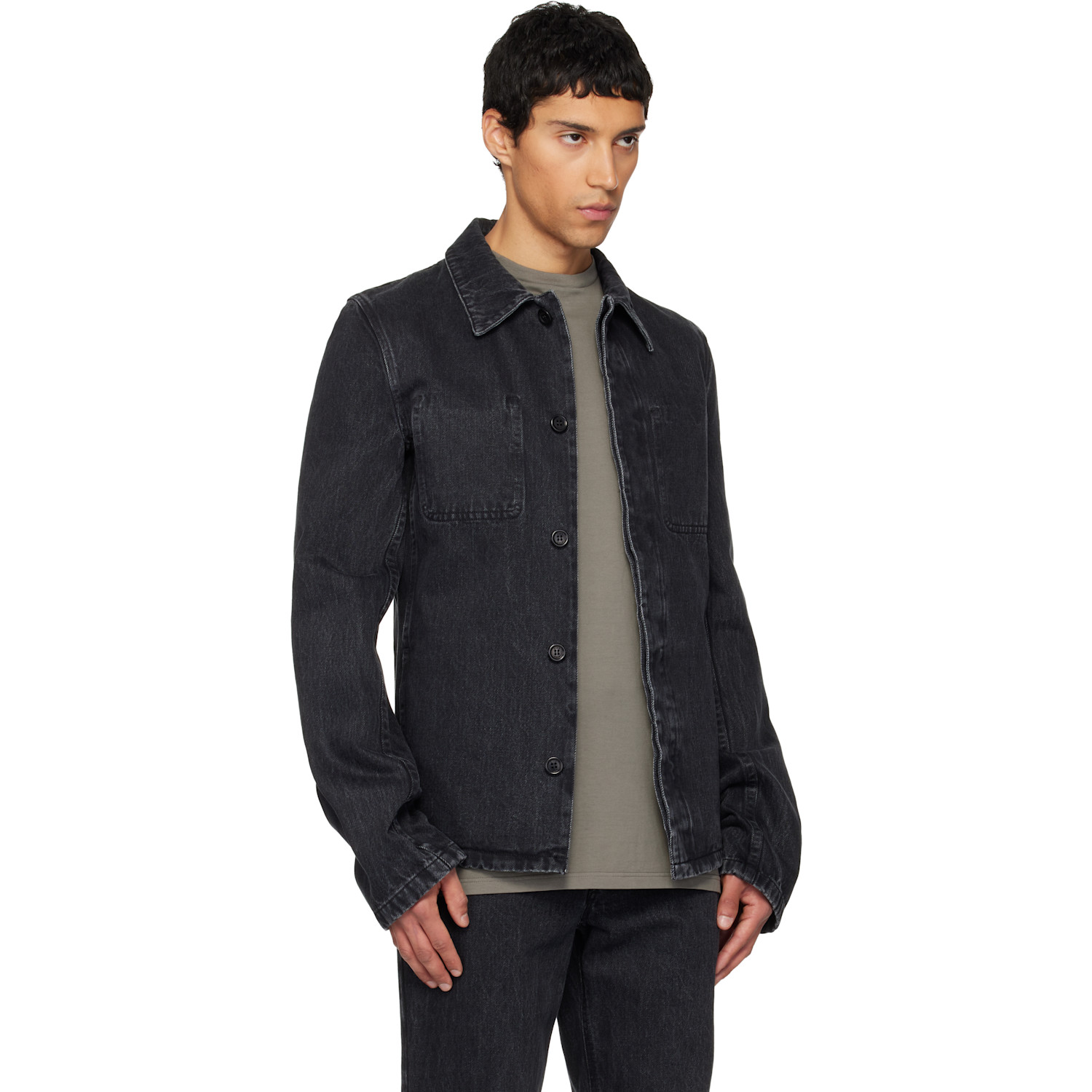  Rier Black Faded Denim Jacket 