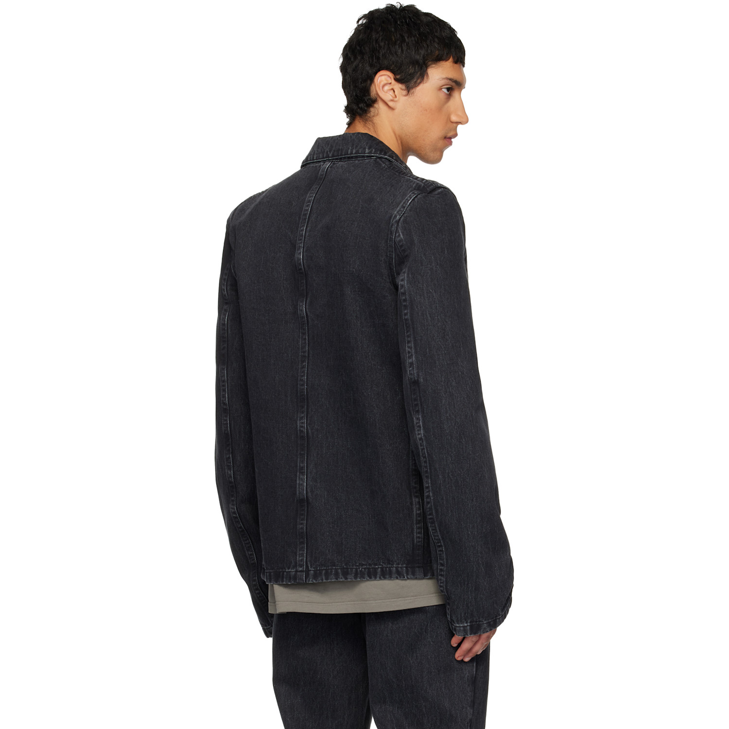  Rier Black Faded Denim Jacket 