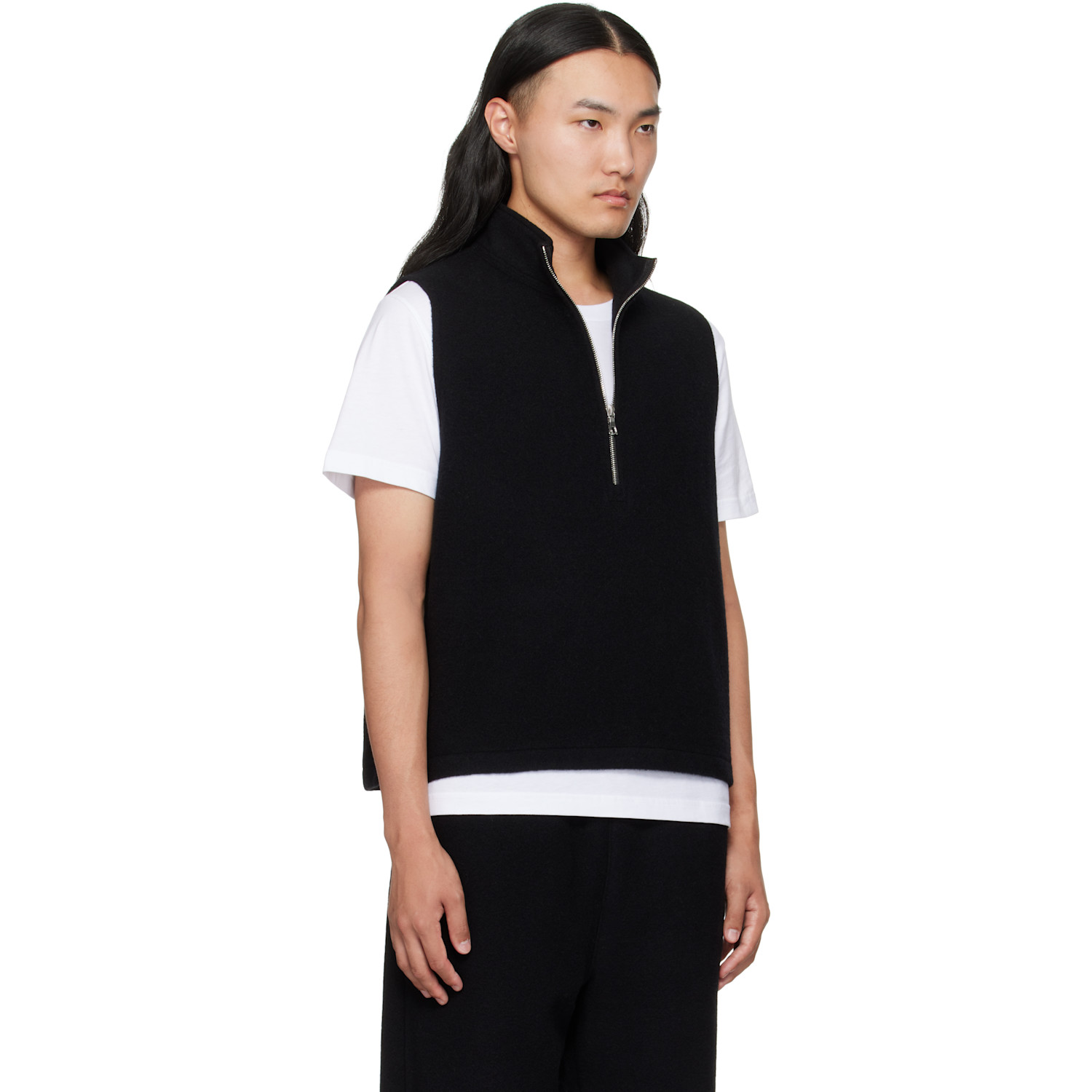  Rier Black Fleece City Sweater Vest 