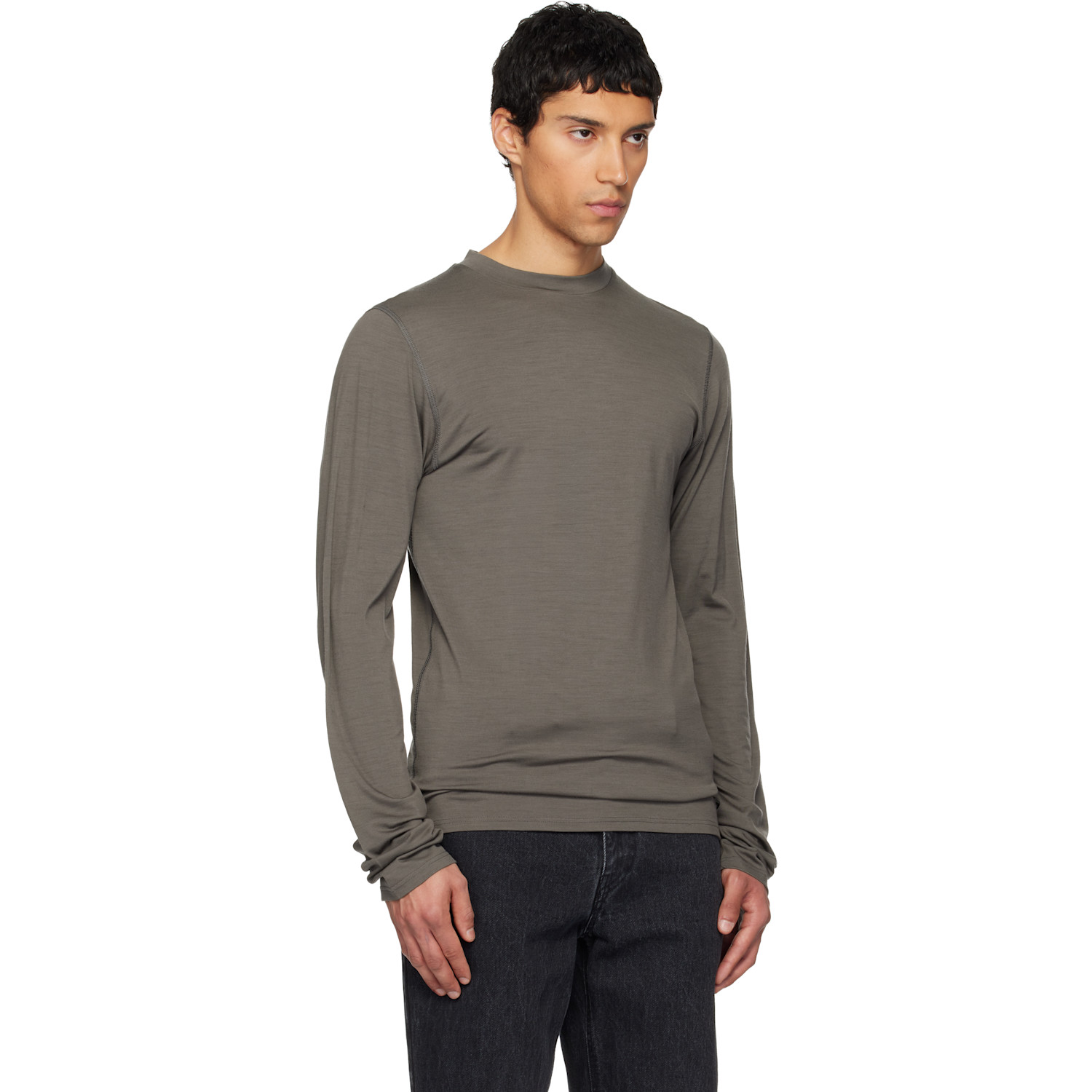  Rier Gray Roundneck Jersey Wool T-shirt 