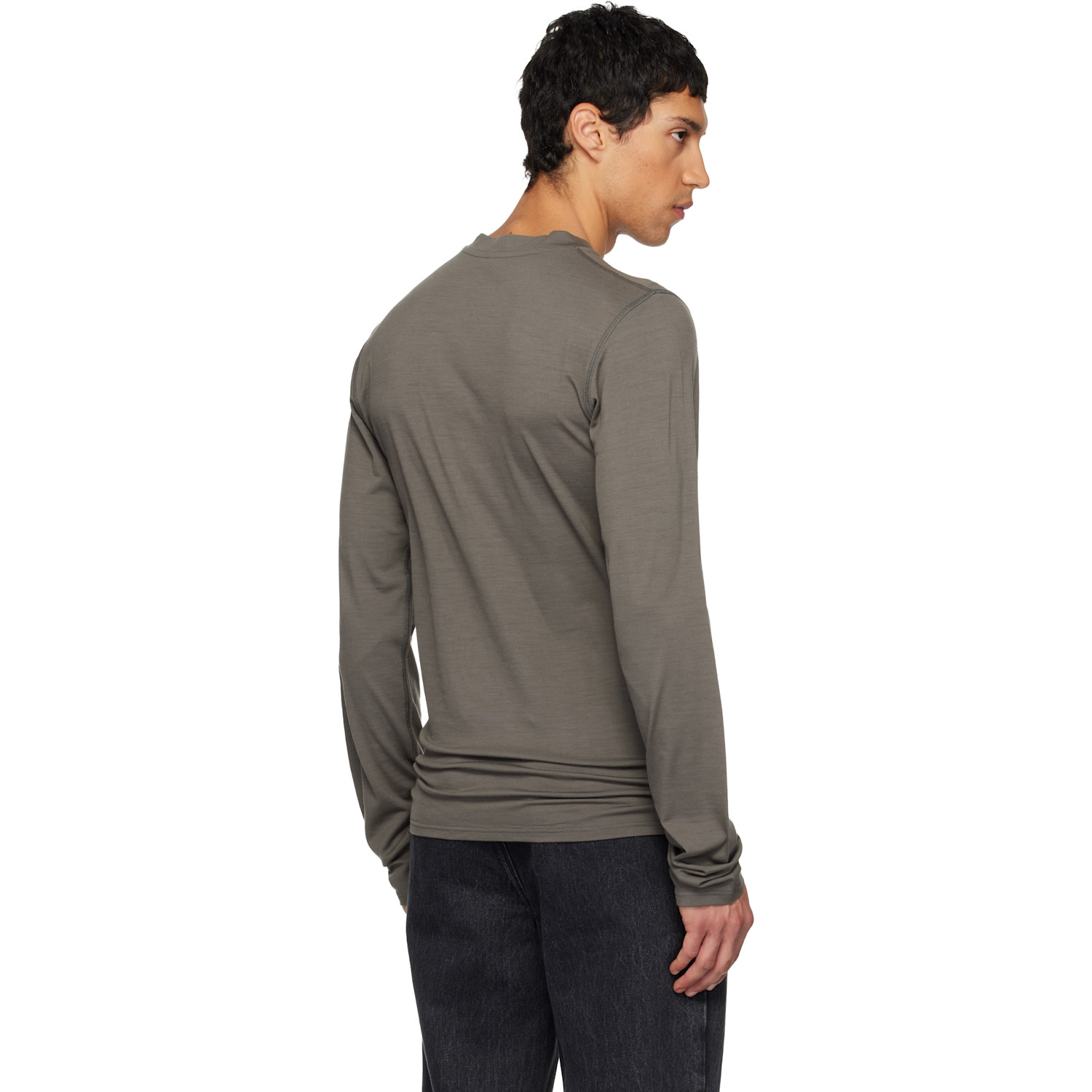  Rier Gray Roundneck Jersey Wool T-shirt 