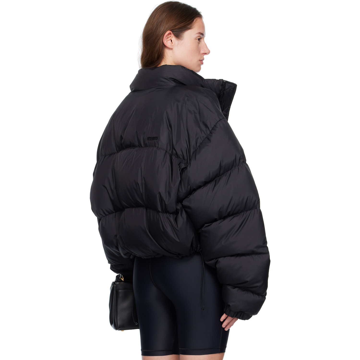  Vetements Black Double Logo Boxy Down Jacket 