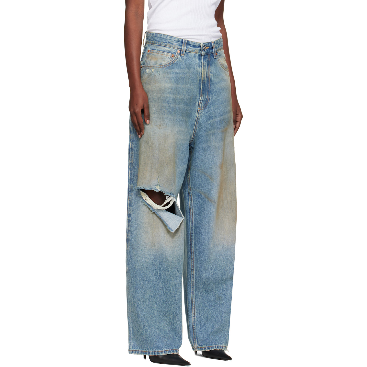  Vetements Blue Distressed Baggy Jeans 