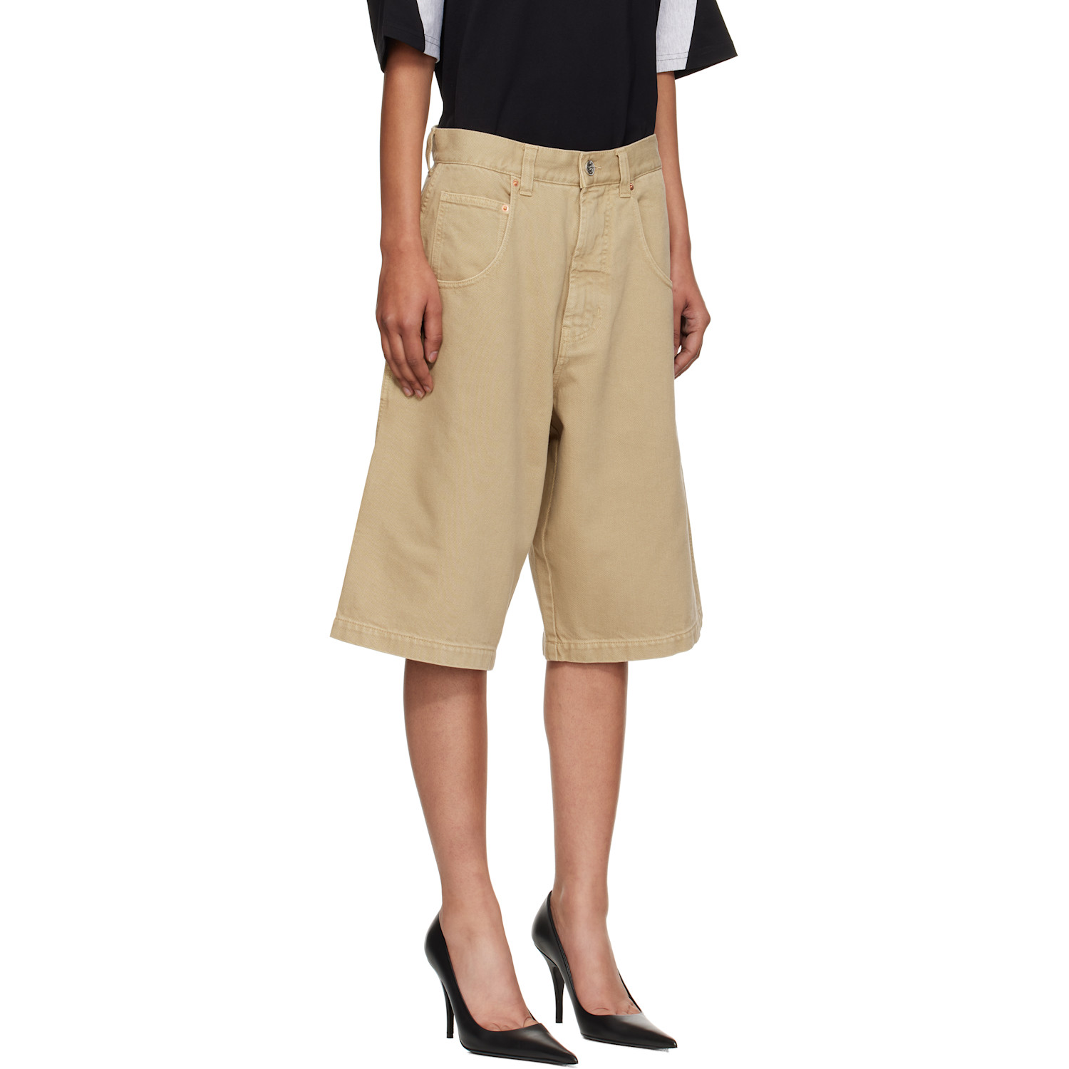  Vetements Beige Hip-hop Denim Shorts 