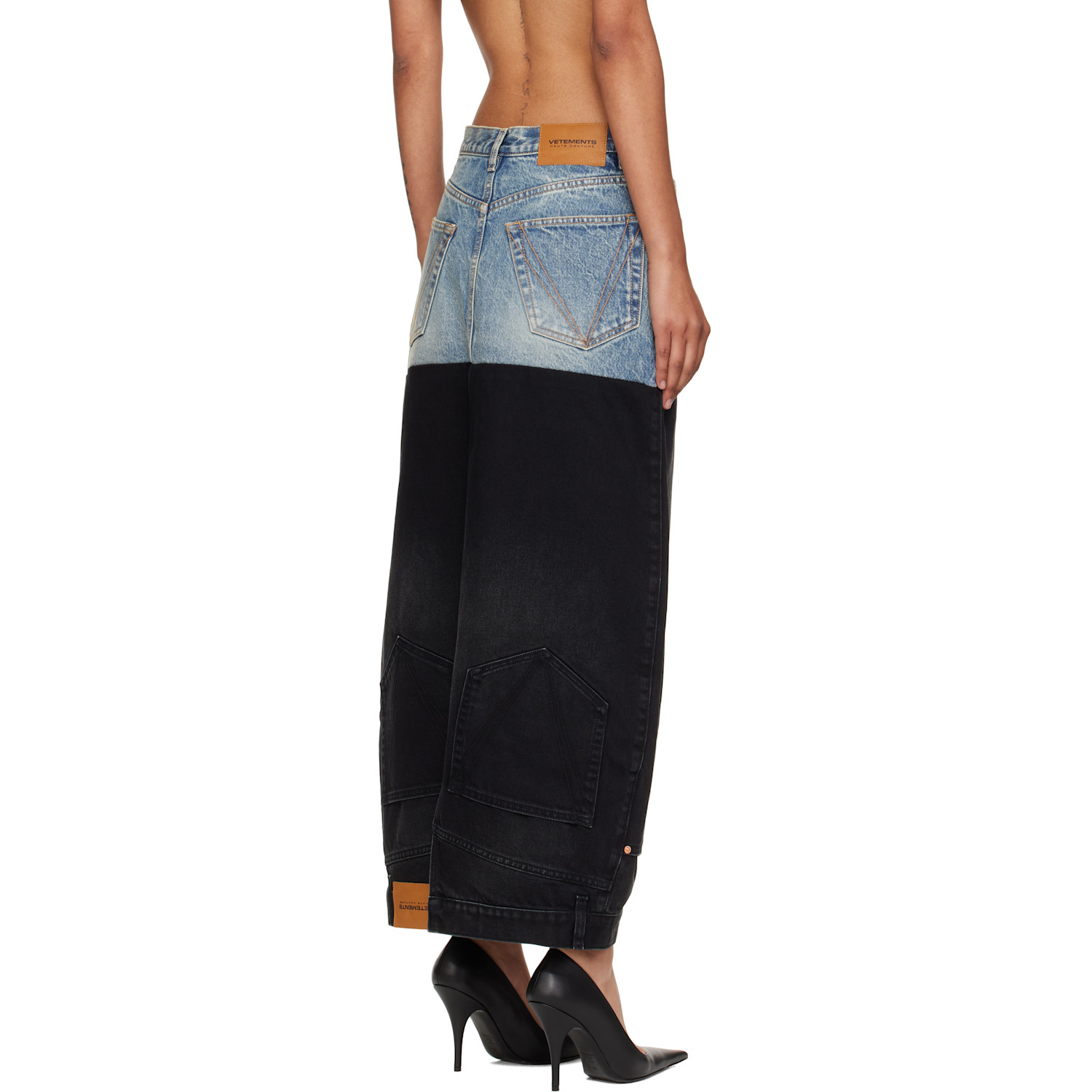  Vetements Blue & Black Double Denim Maxi Skirt 