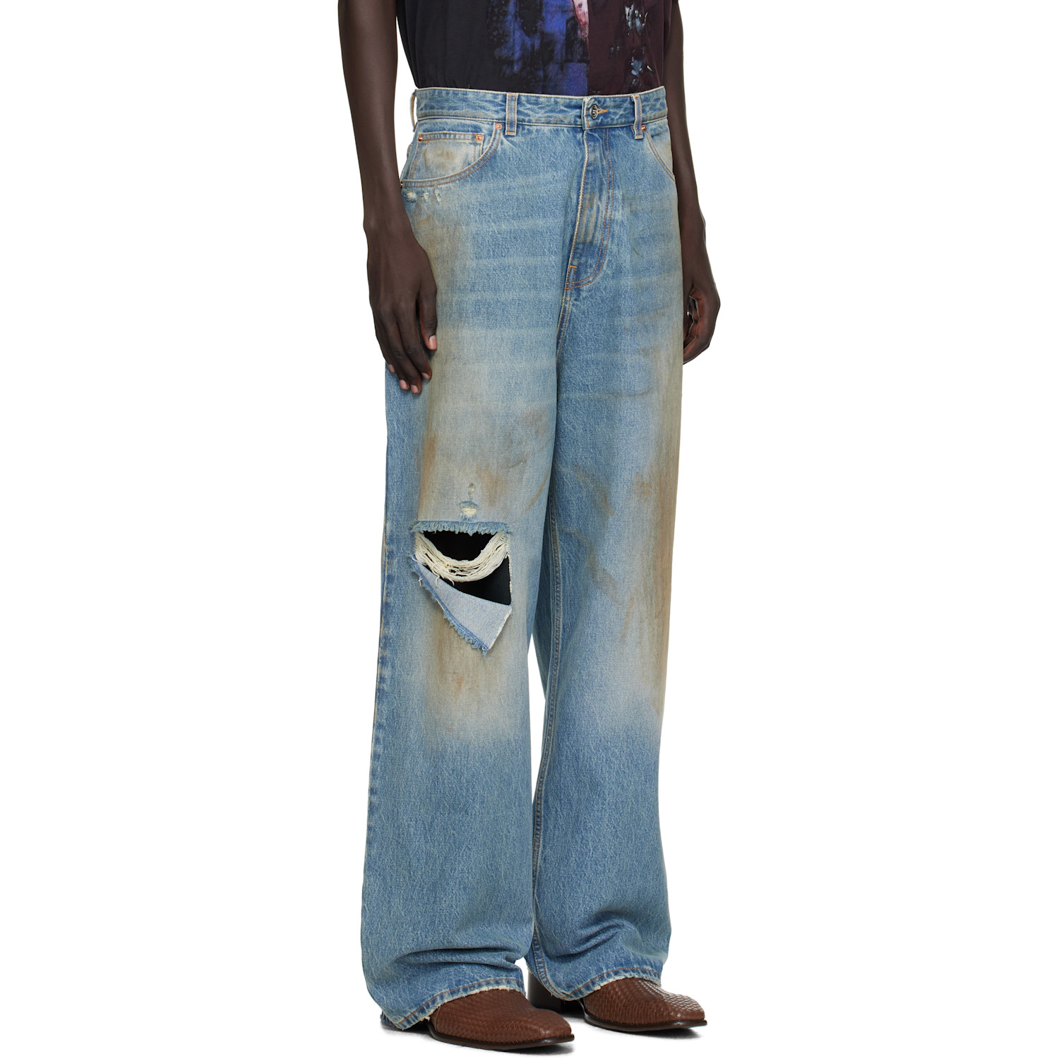  Vetements Blue Distressed Baggy Jeans 