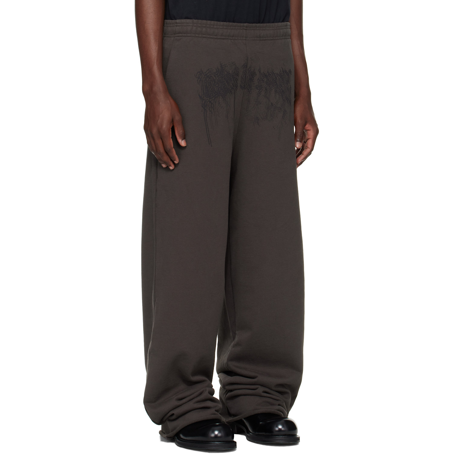 Vetements Brown Cradle Of Filth Dripping Logo Baggy Sweatpants 