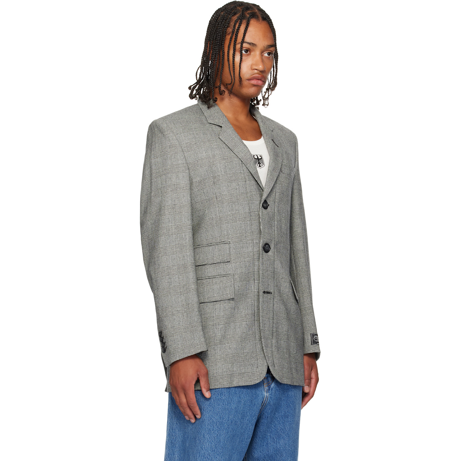  Vetements Gray Fitted Zip Tailored Blazer 