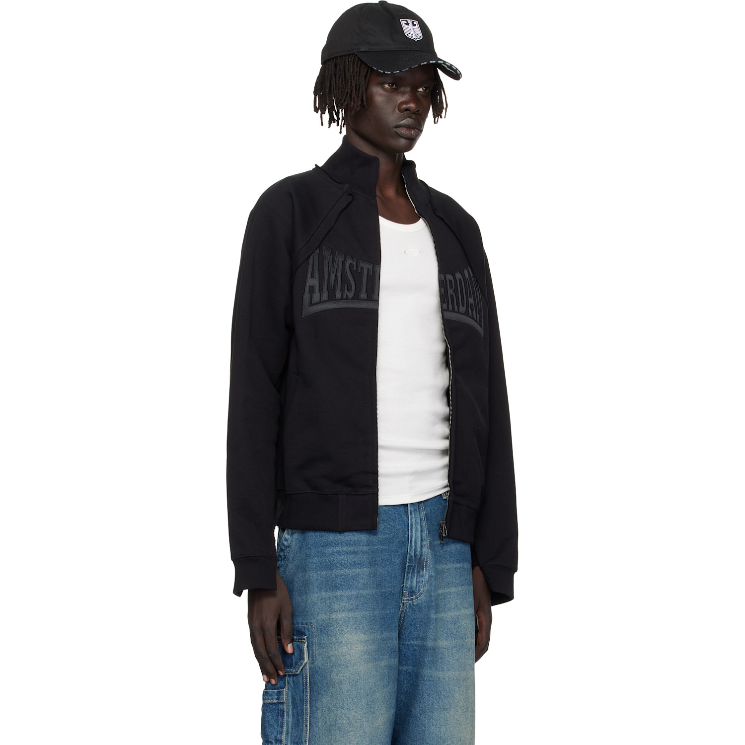  Vetements Black 'amsterdam' Patched Zip Sweatshirt 