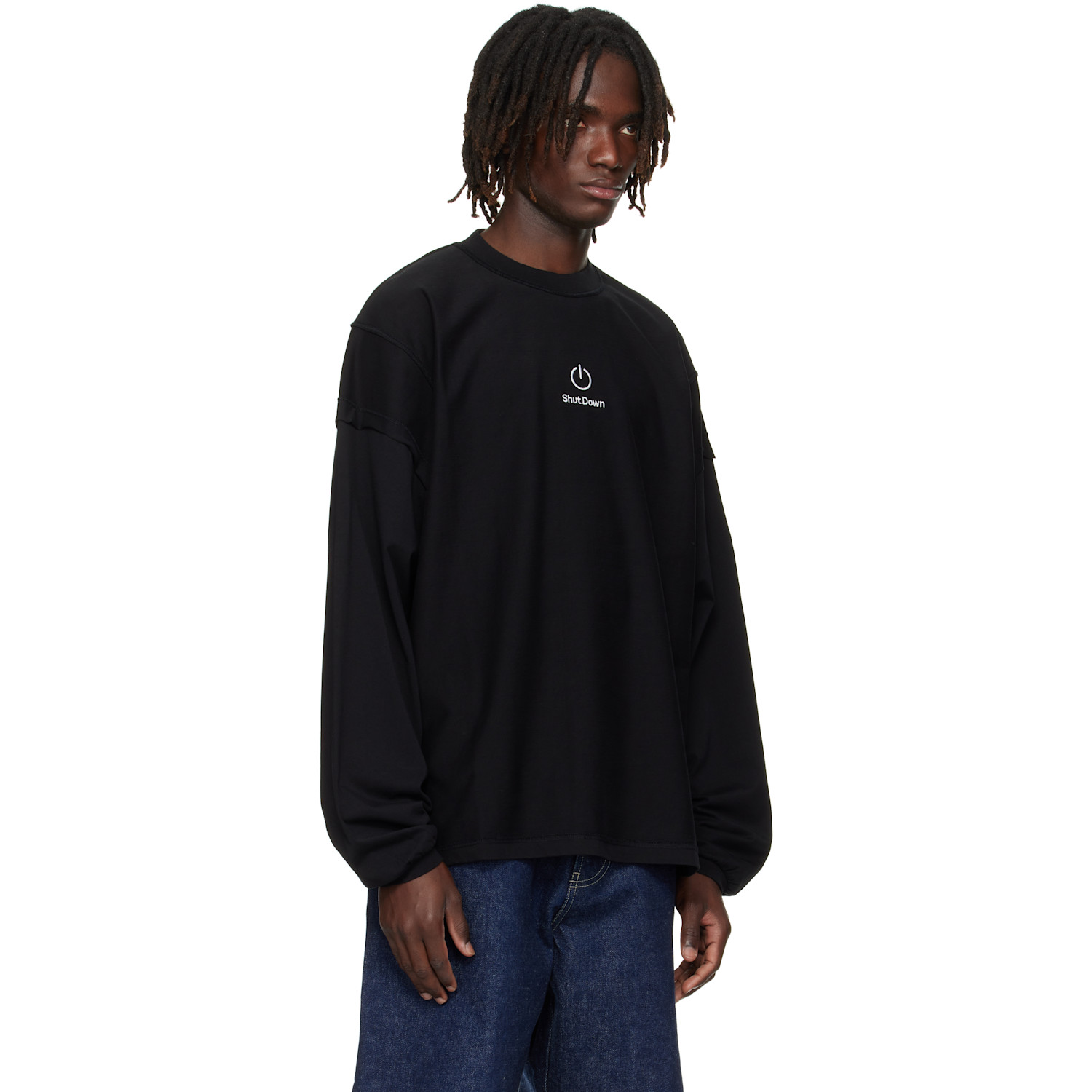  Vetements Black 'shut Down' Embroidered Longsleeve Sweatshirt 
