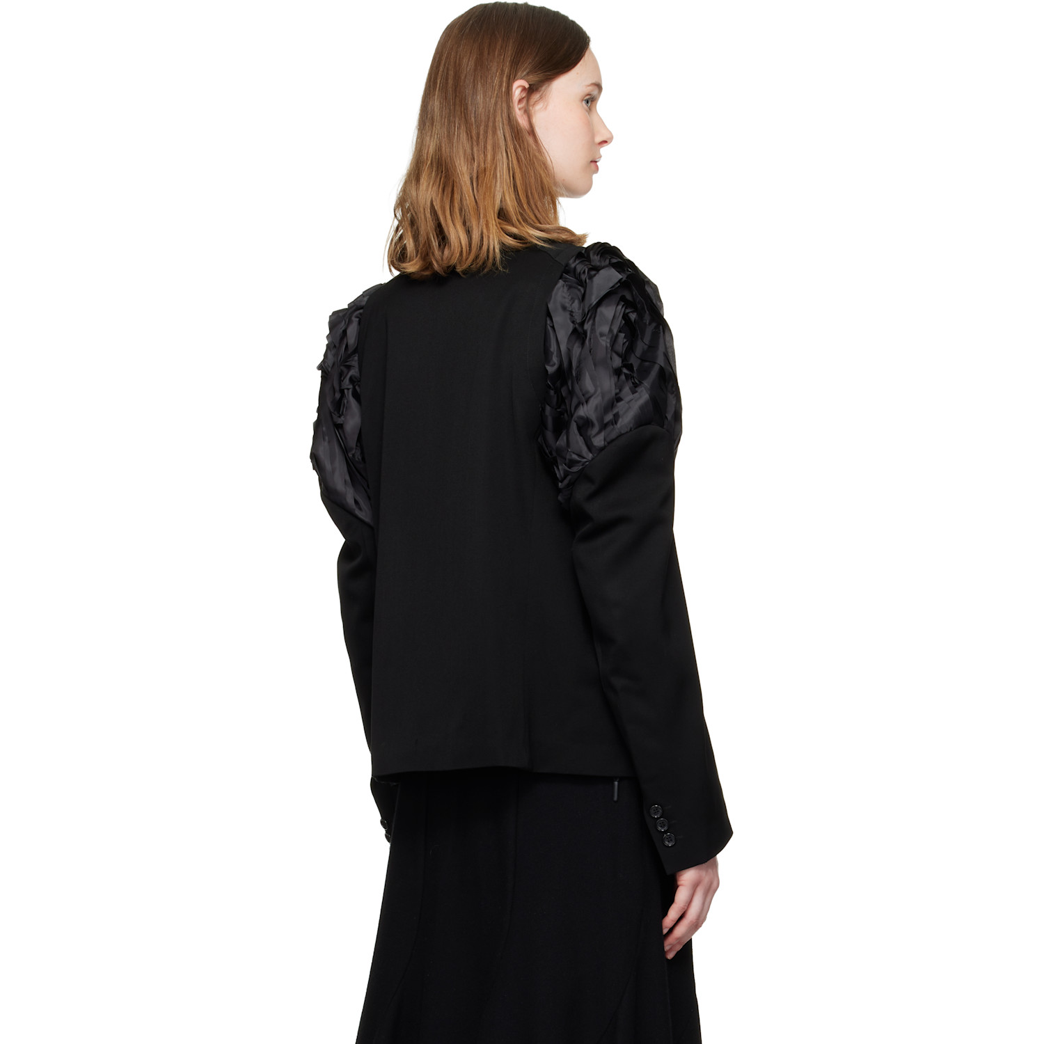  Comme Des Garçons Comme Des Garçons Black Ruched Shoulder Blazer 