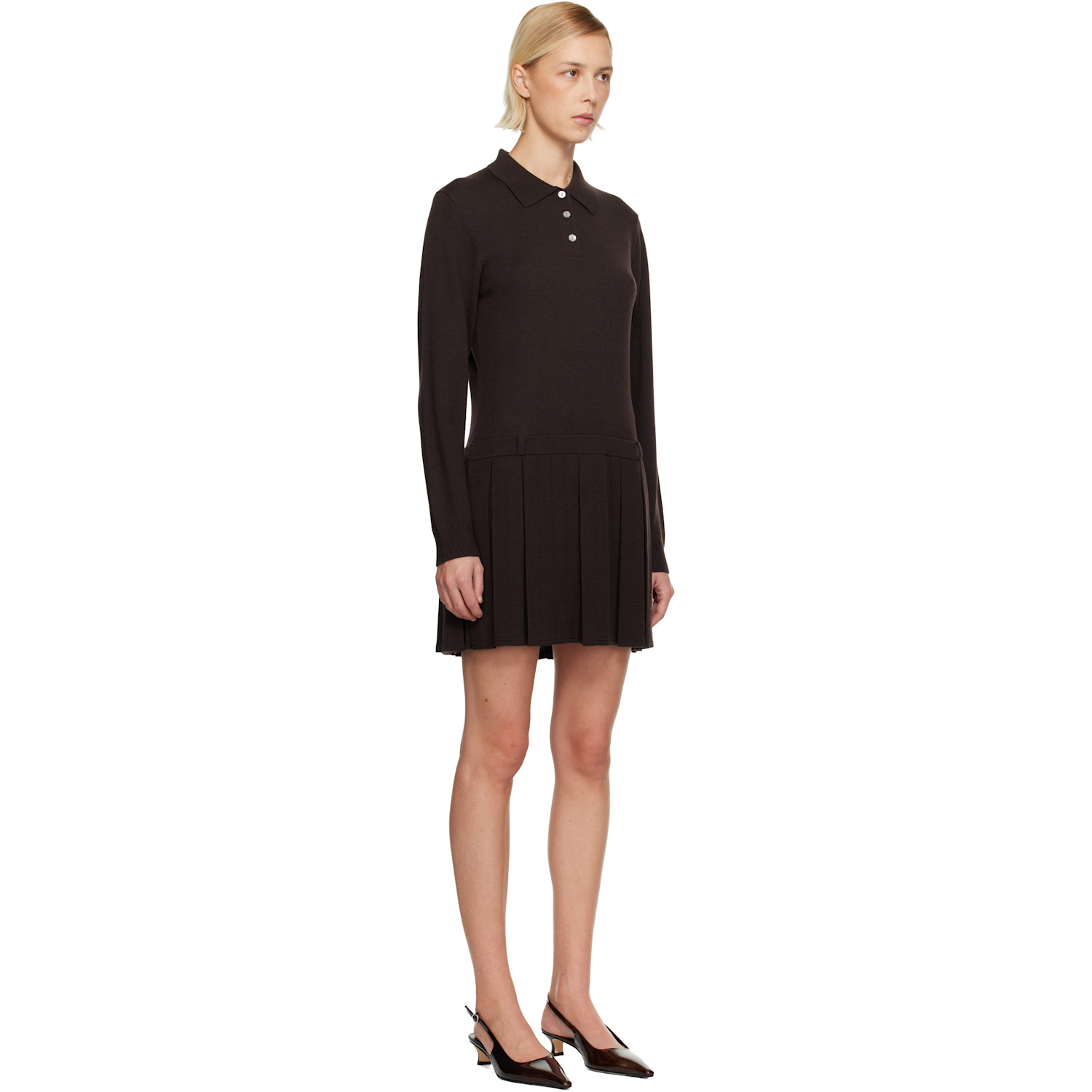  Sandy Liang Brown Hague Sweater Minidress 