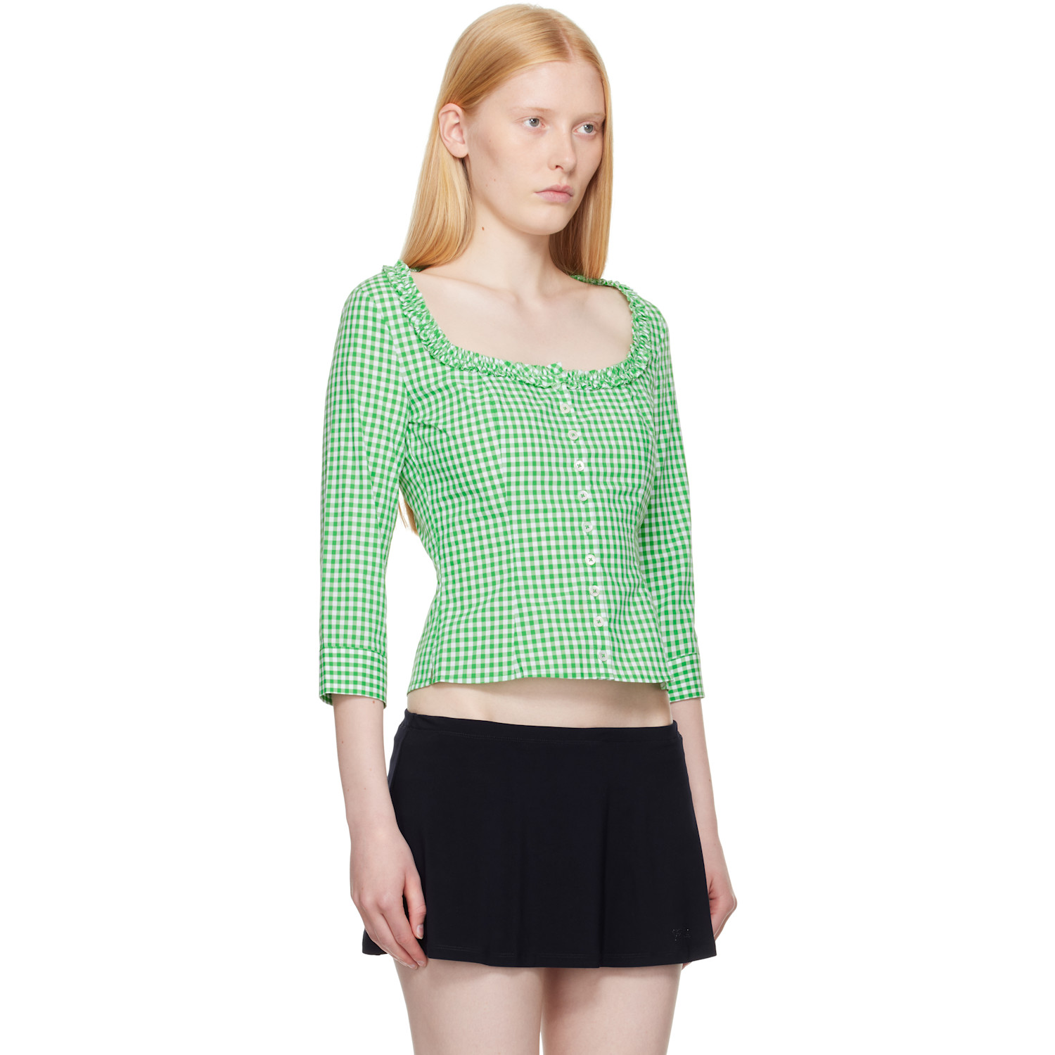  Sandy Liang Green Simona Blouse 