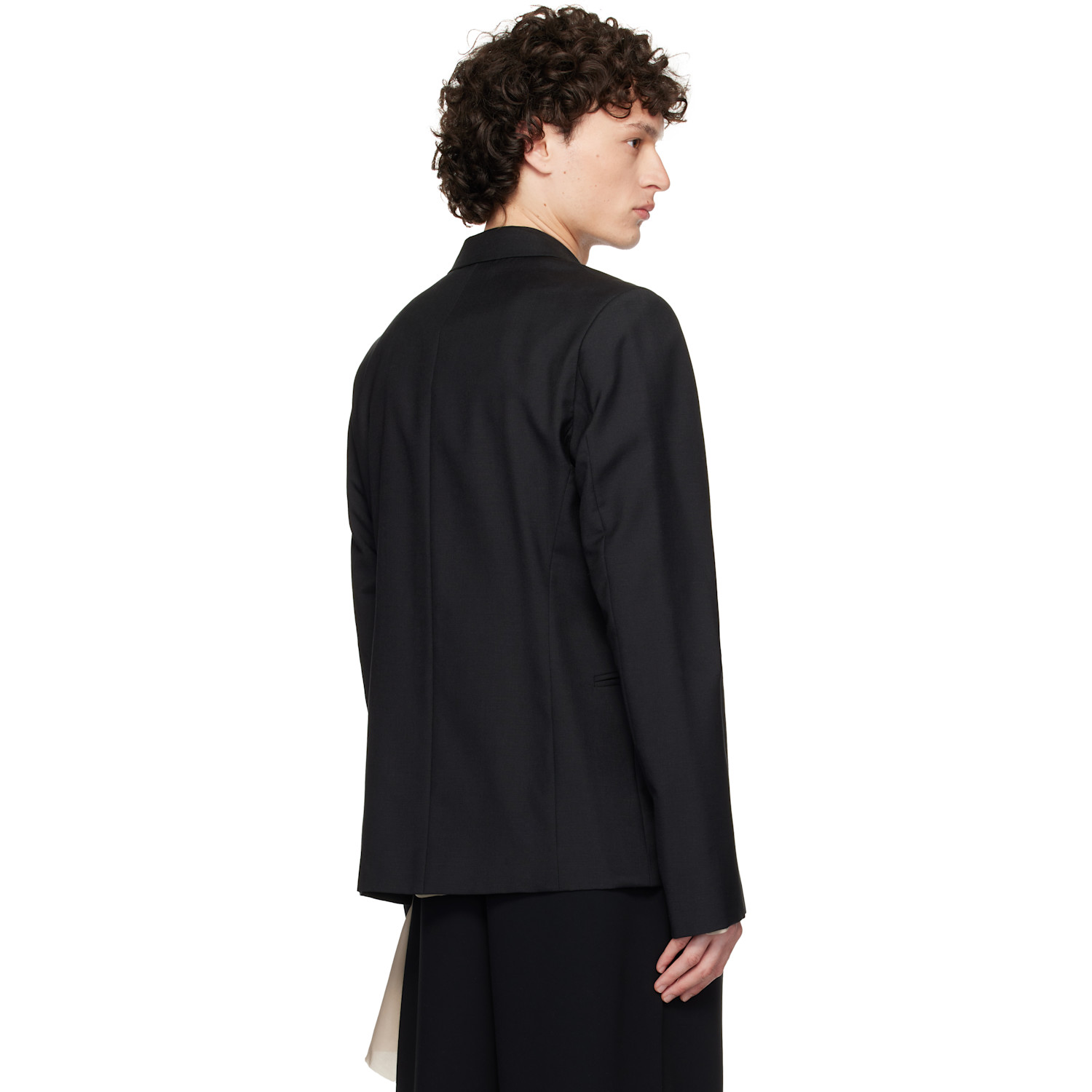  Aaron Esh Black D Breasted Wool Blazer 