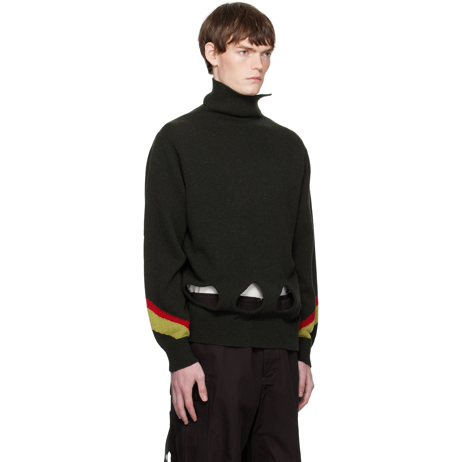  Toga Virilis Khaki Hole Knit Turtleneck 