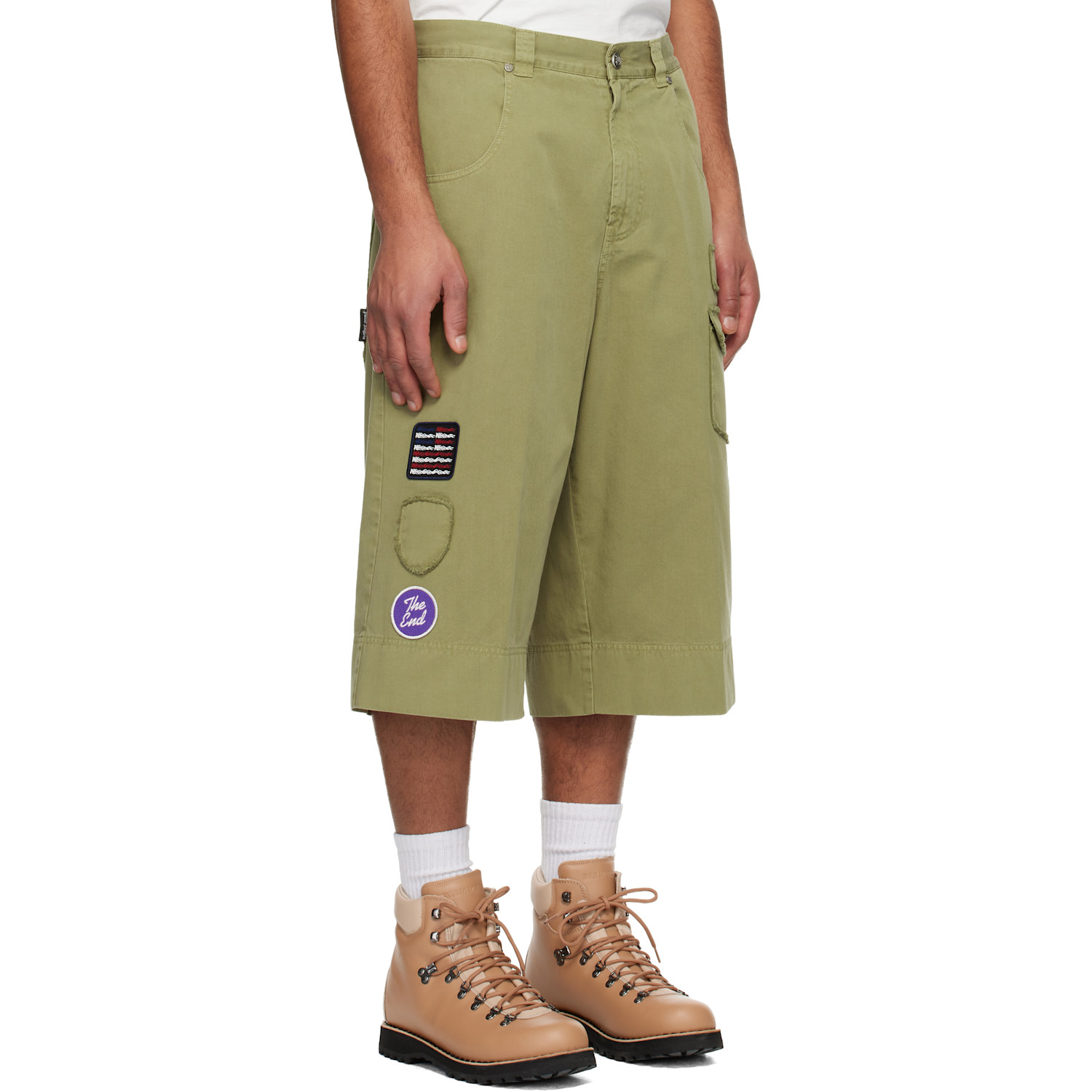  Palm Angels Khaki Military Patch Bermuda Shorts 