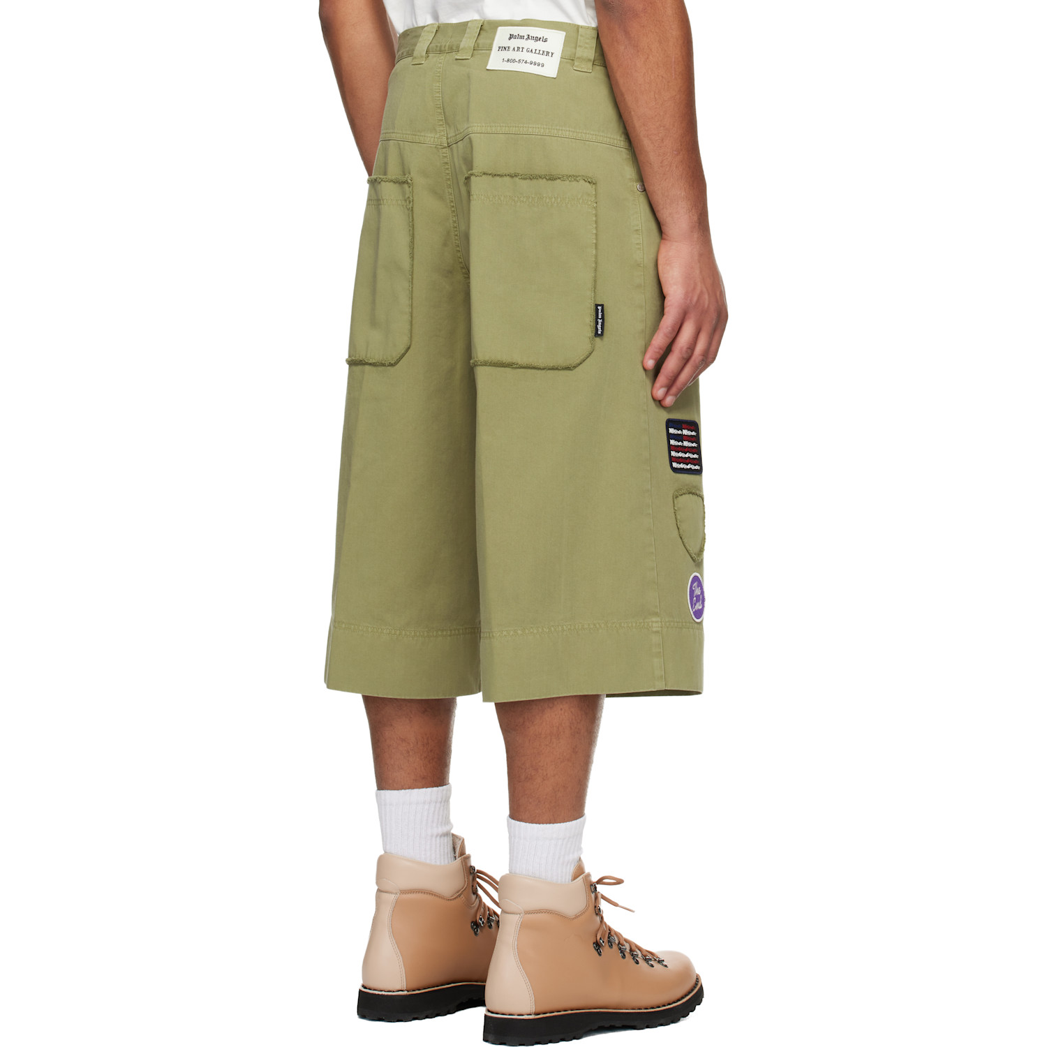  Palm Angels Khaki Military Patch Bermuda Shorts 