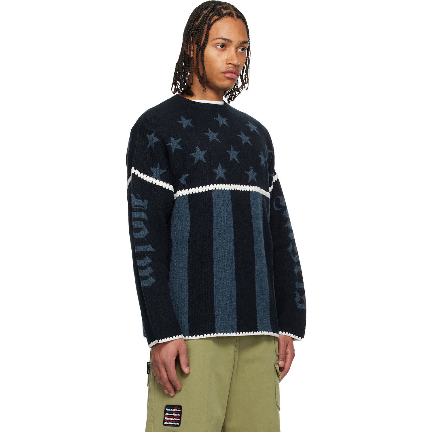  Palm Angels Navy Stars & Stripes Sweater 