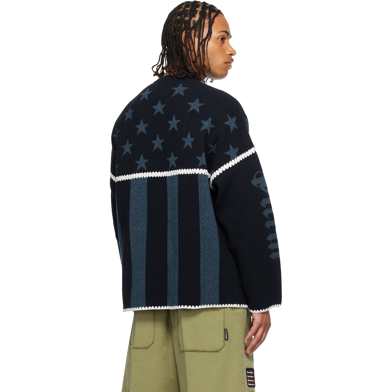  Palm Angels Navy Stars & Stripes Sweater 