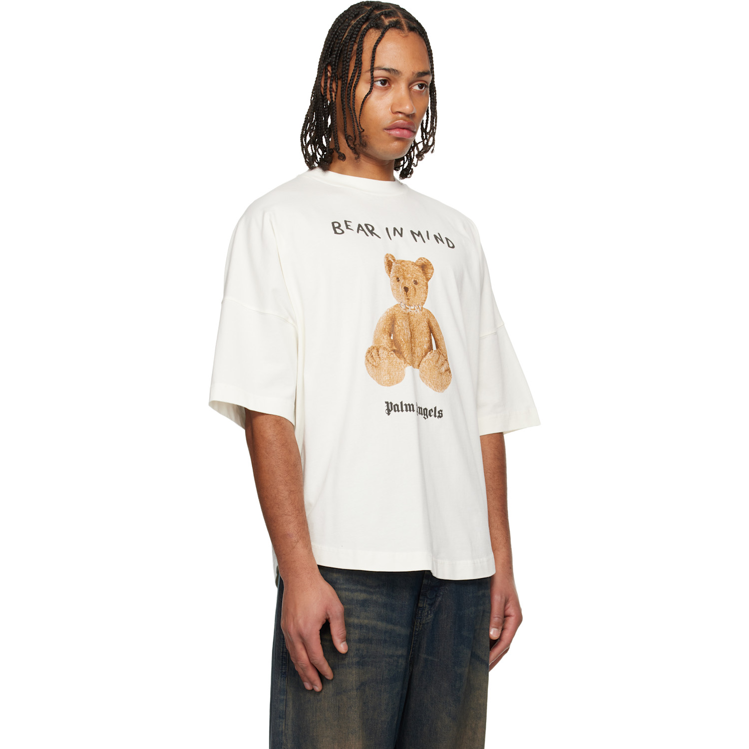  Palm Angels White 'bear In Mind' Over T-shirt 