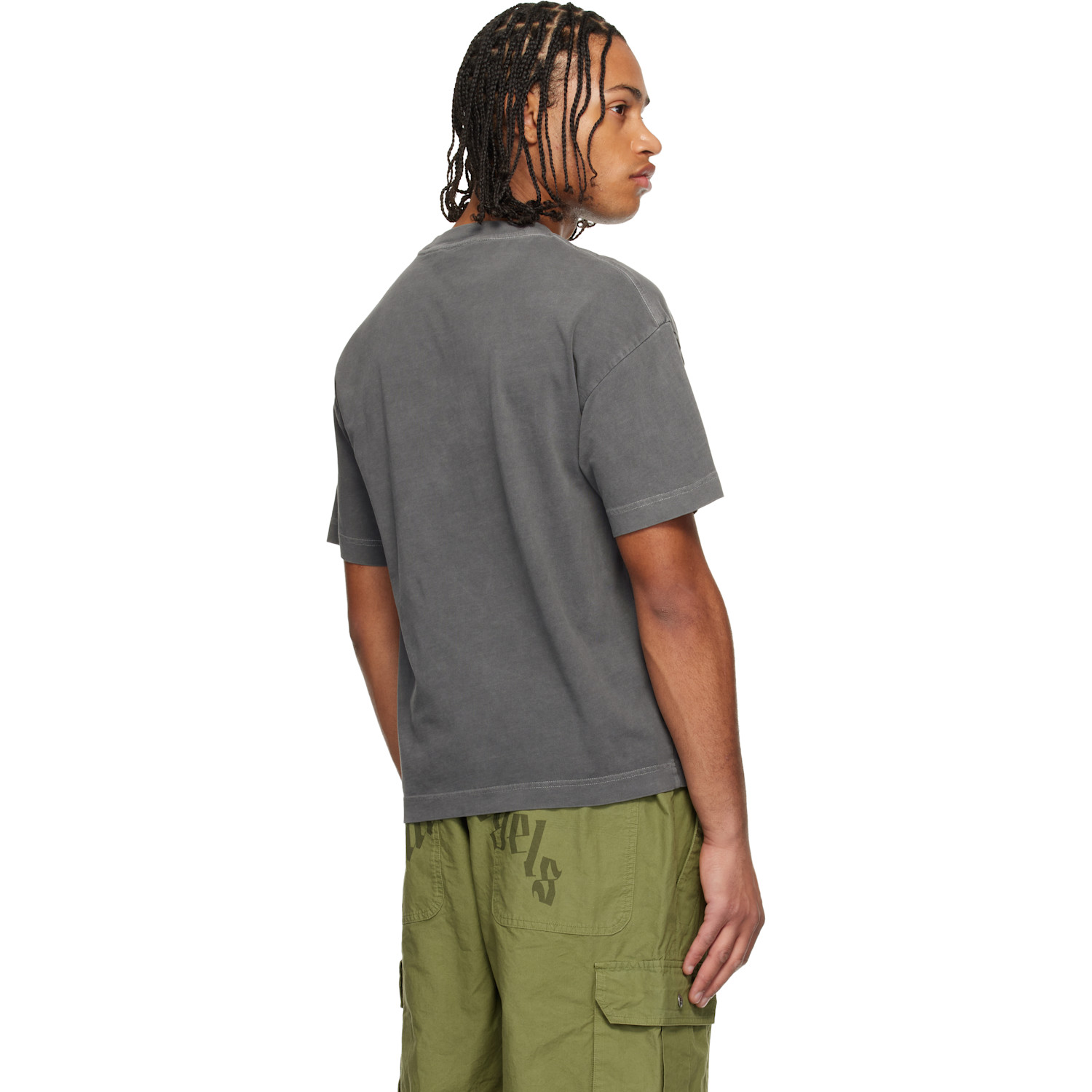  Palm Angels Gray Neck Logo Regular T-shirt 