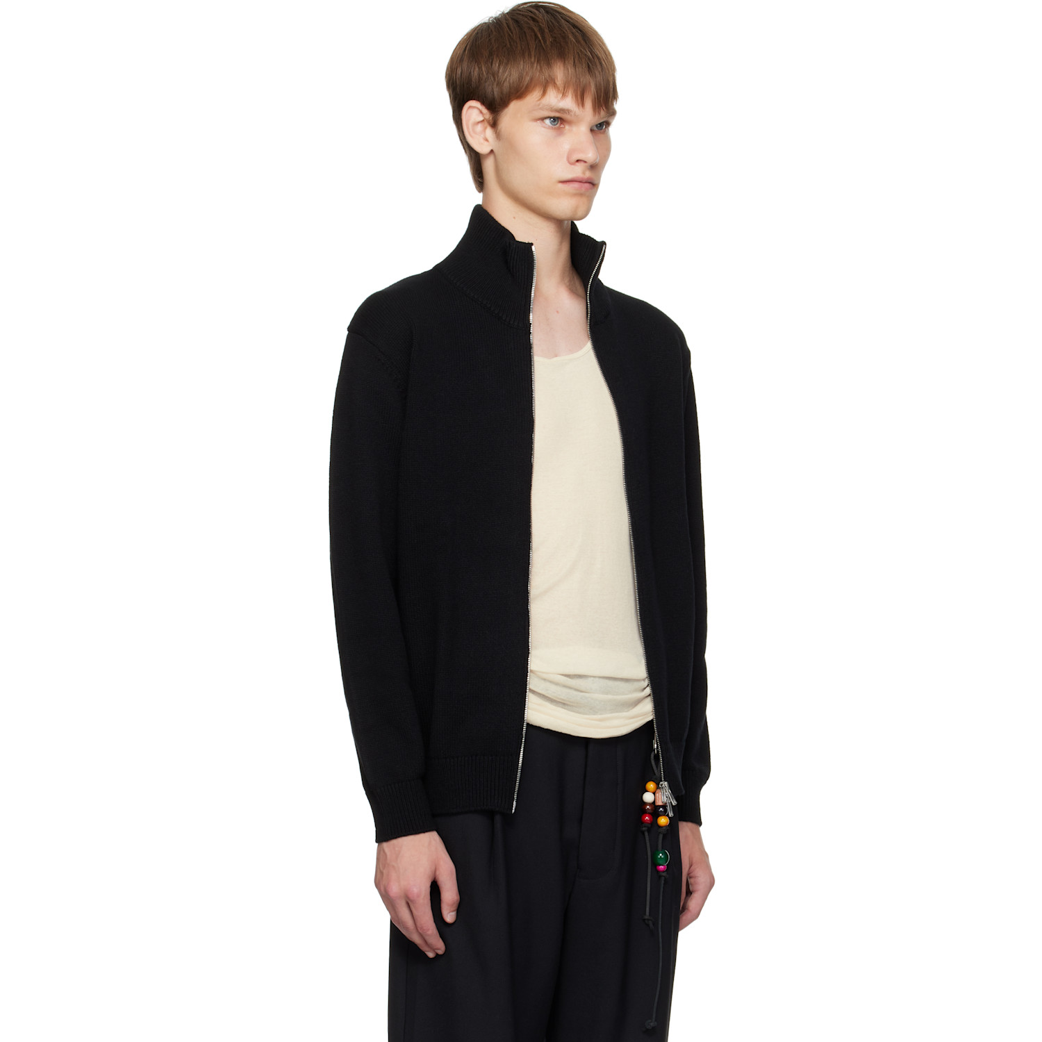  Song For The Mute Black Zip Up Funnel Cardigan 