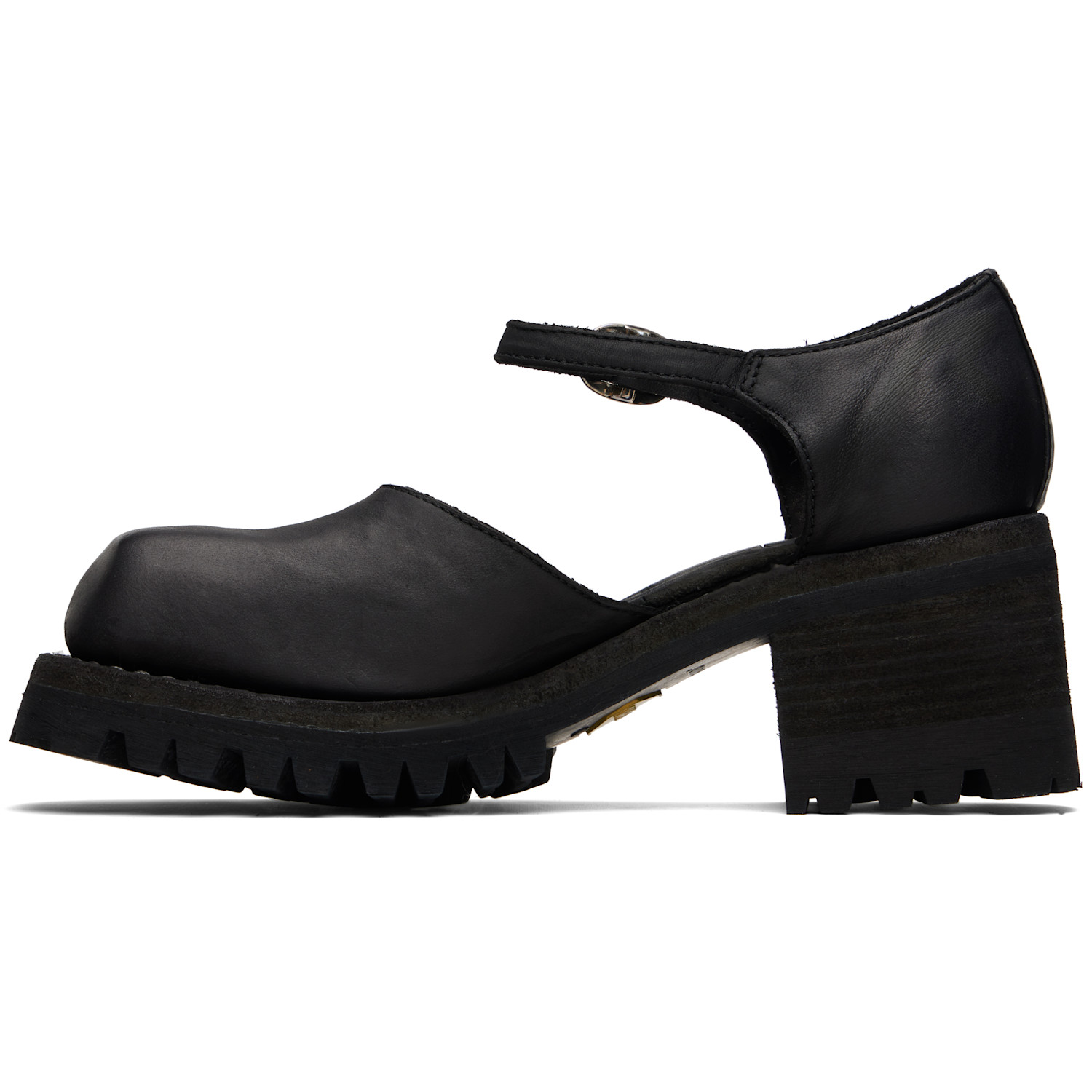  Guidi Black Soft Horse Mary Jane Loafers 