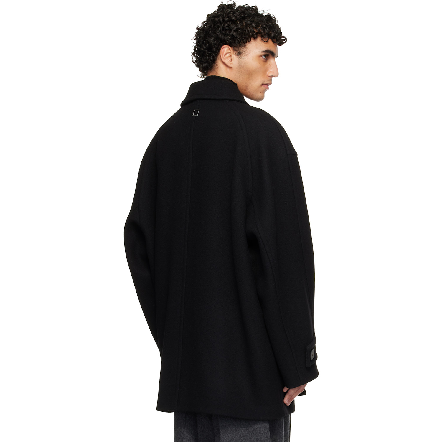  Wooyoungmi Black Wool Blend Half Coat 