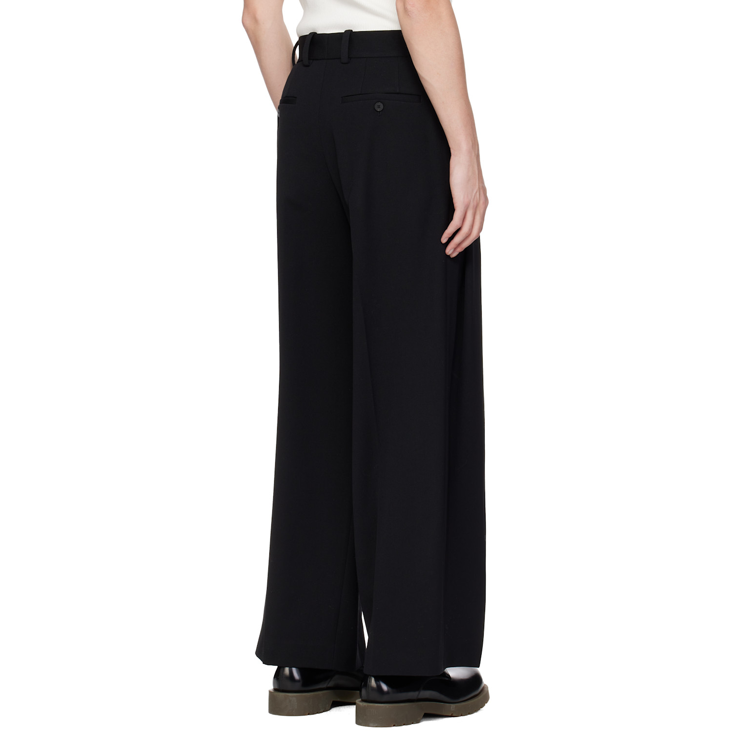  Wooyoungmi Black Two Tuck Wide Trousers 