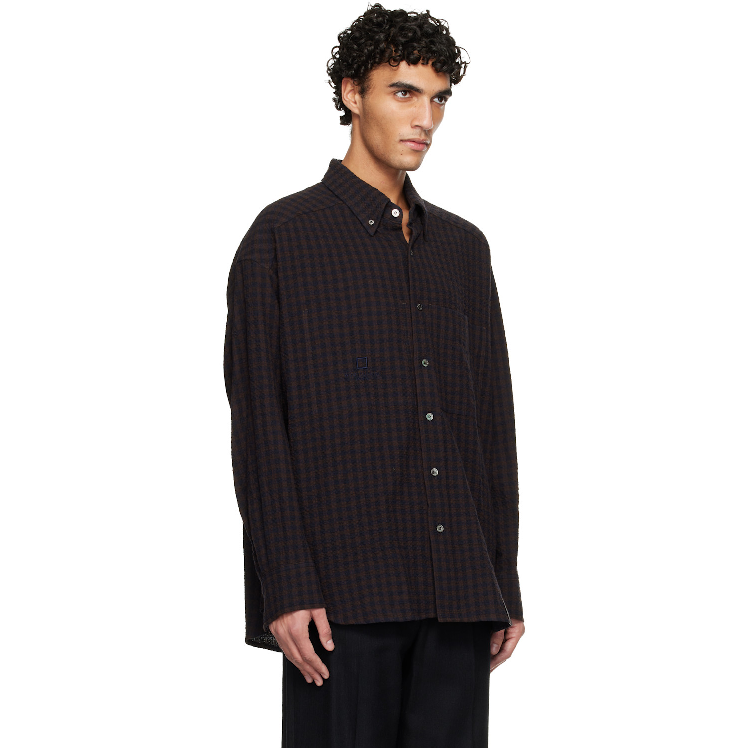  Wooyoungmi Brown Gingham Check Shirt 
