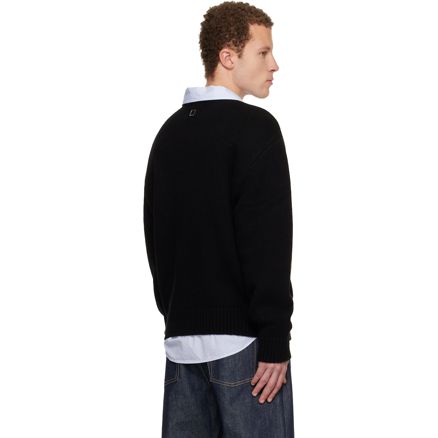  Wooyoungmi Black Flower Wool Sweater 