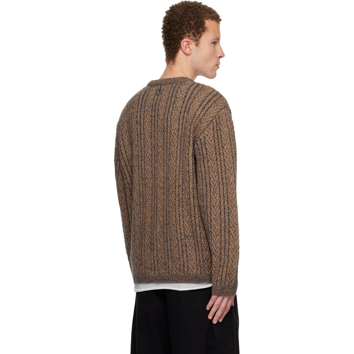  Wooyoungmi Brown Wool Blend Herringbone Sweater 