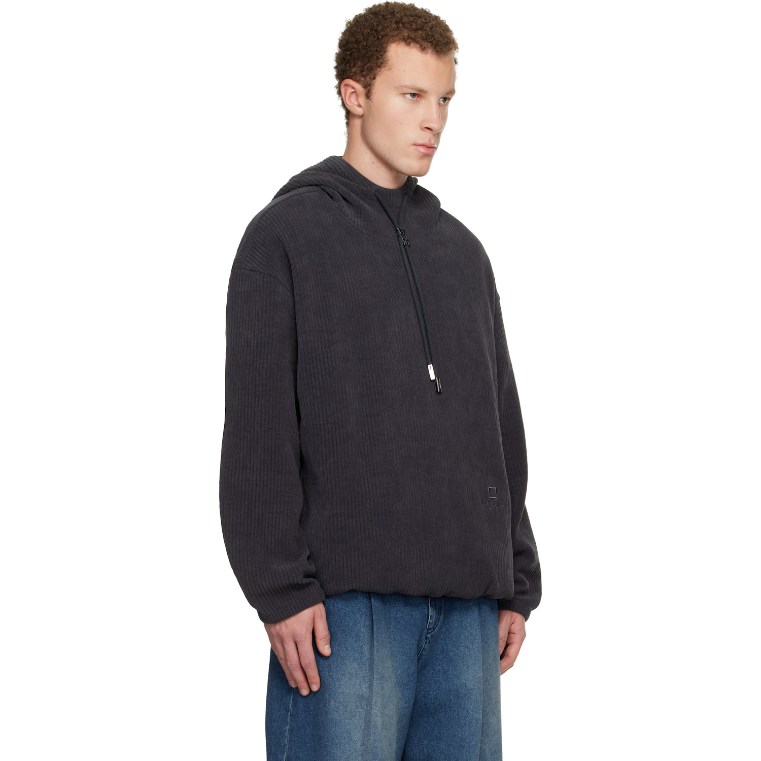  Wooyoungmi Gray Ribbed Hoodie 