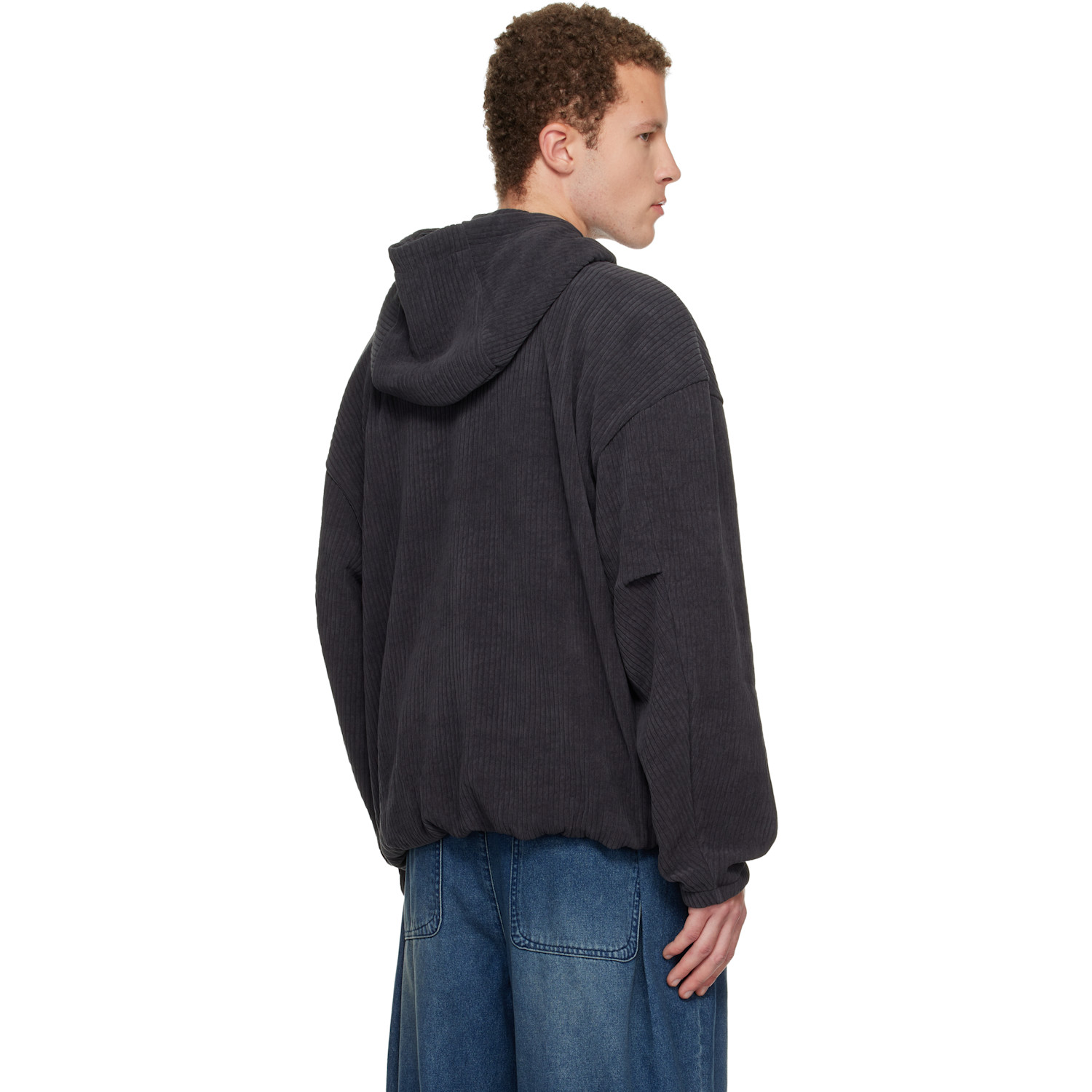  Wooyoungmi Gray Ribbed Hoodie 