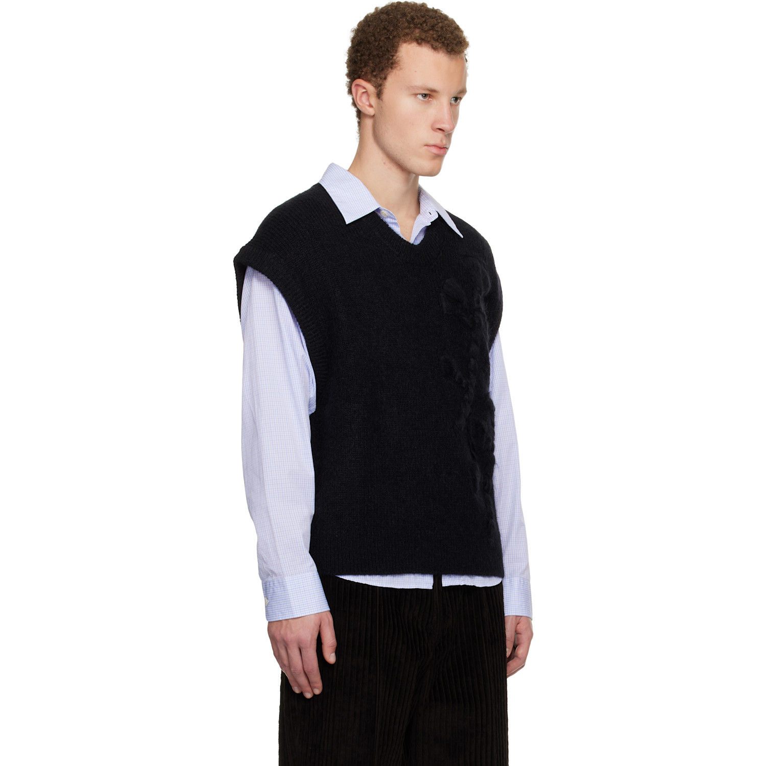  Wooyoungmi Black Flower Knit Vest 
